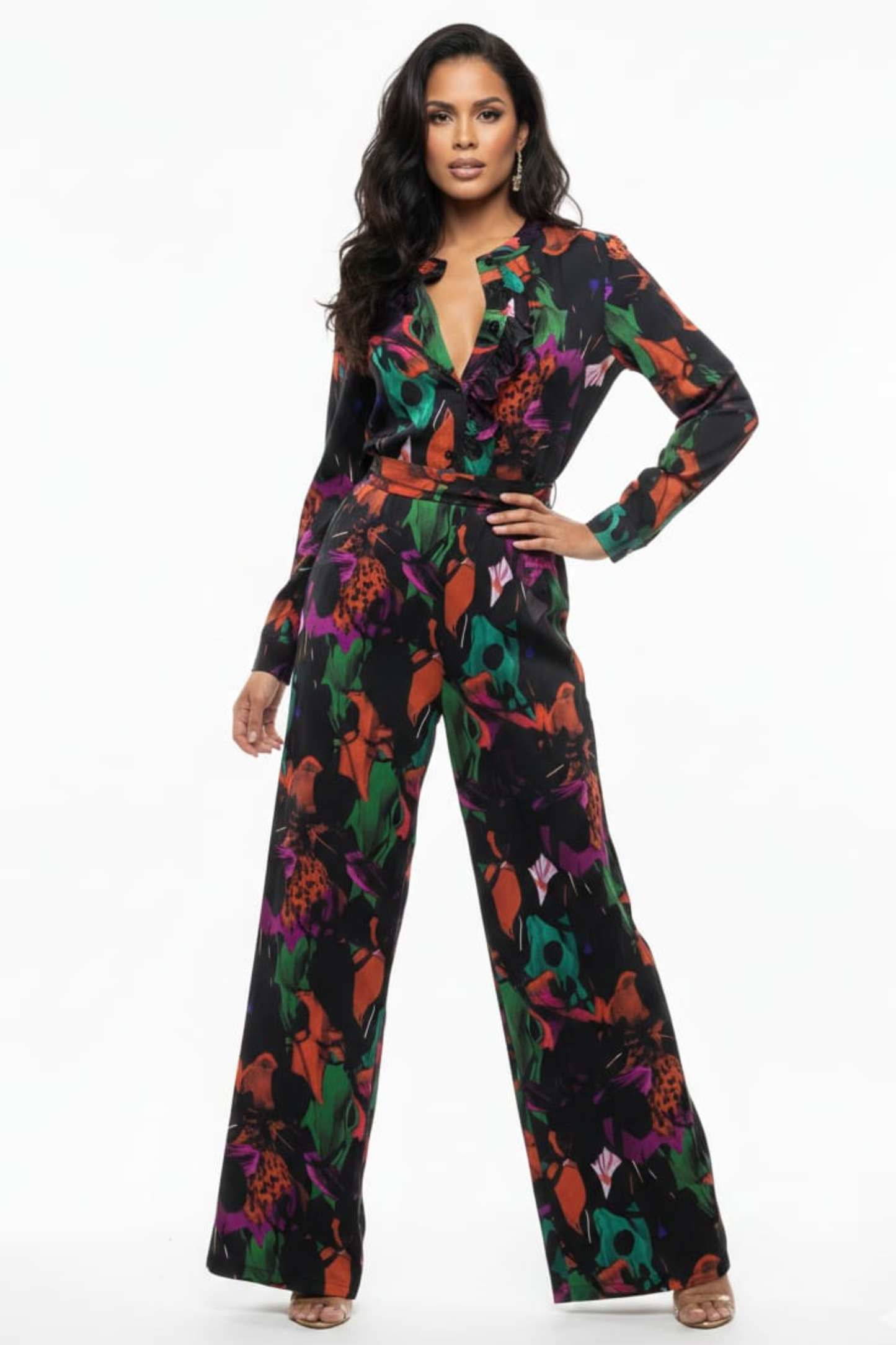 Lola Long-Sleeve Wide-Leg Pants Set