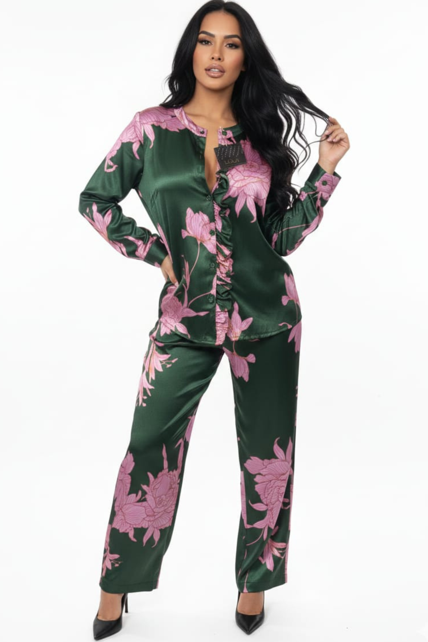 Lola Long-Sleeve Wide-Leg Pants Set