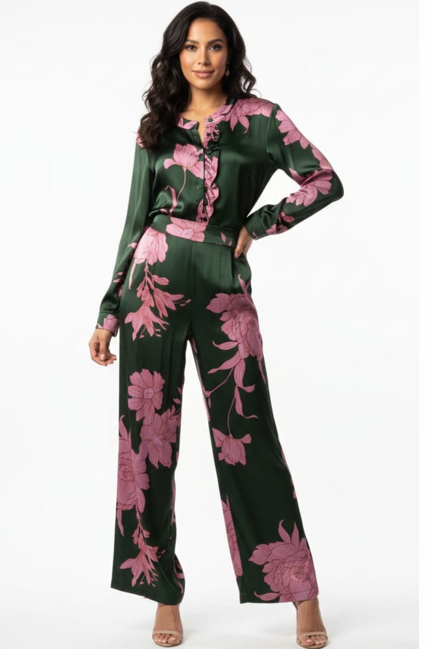Lola Long-Sleeve Wide-Leg Pants Set