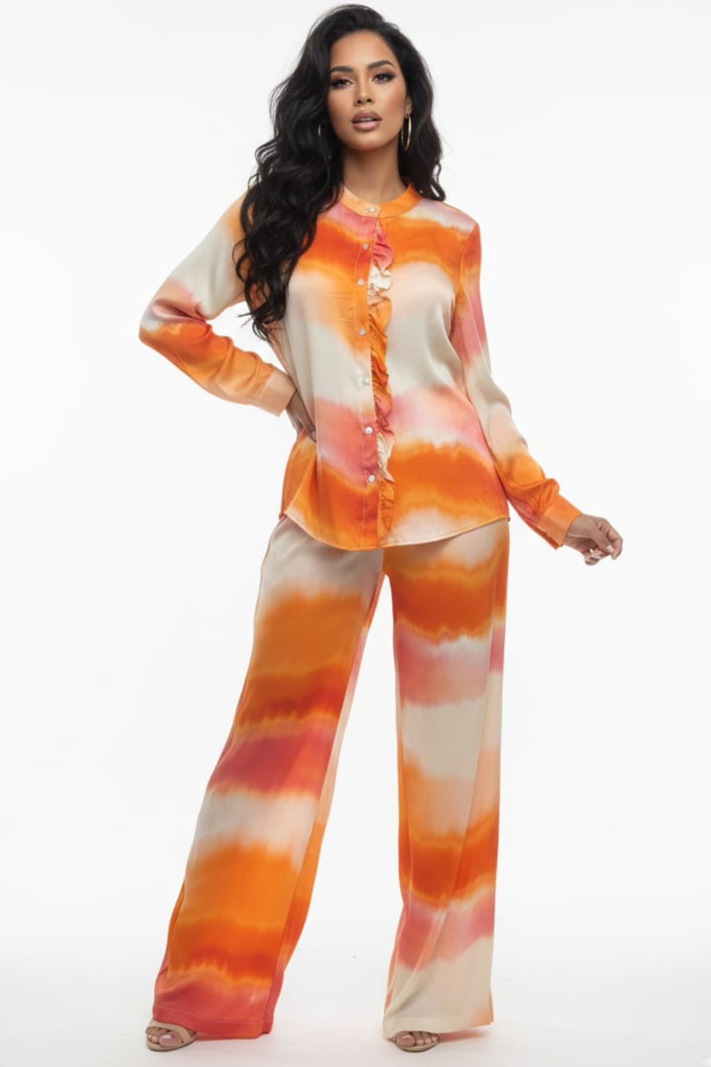 Lola Long-Sleeve Wide-Leg Pants Set