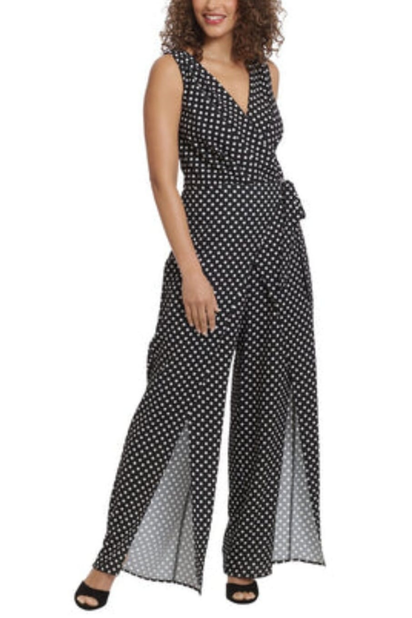 London Times Polkadot Sleeveless Jumpsuit