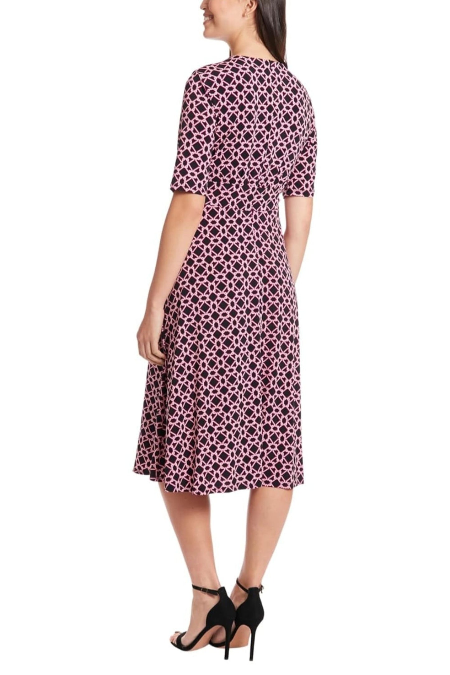 London Times Abstract Print A-Line Midi Dress