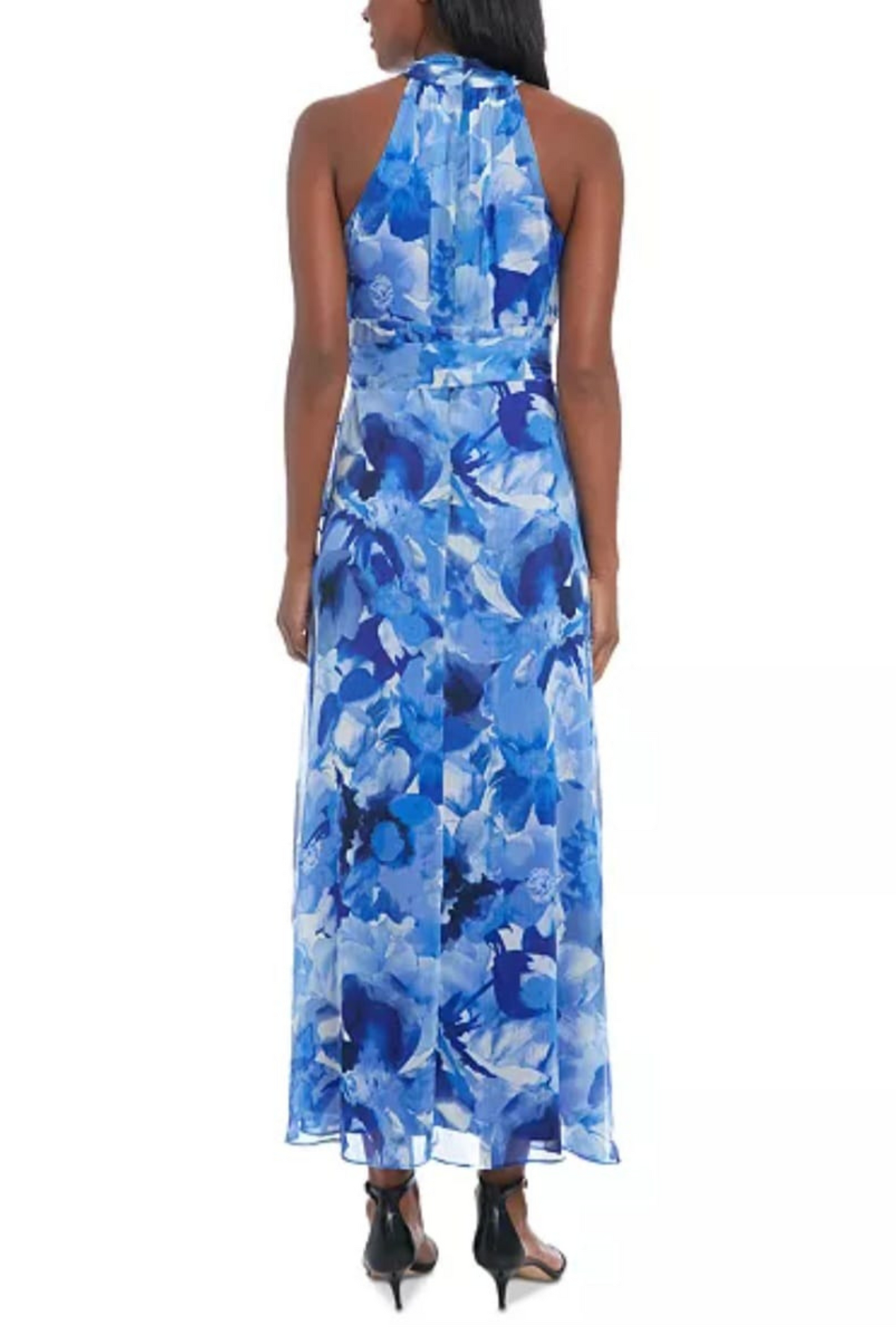 London Times Faux-Wrap Tie-Waist Maxi Dress