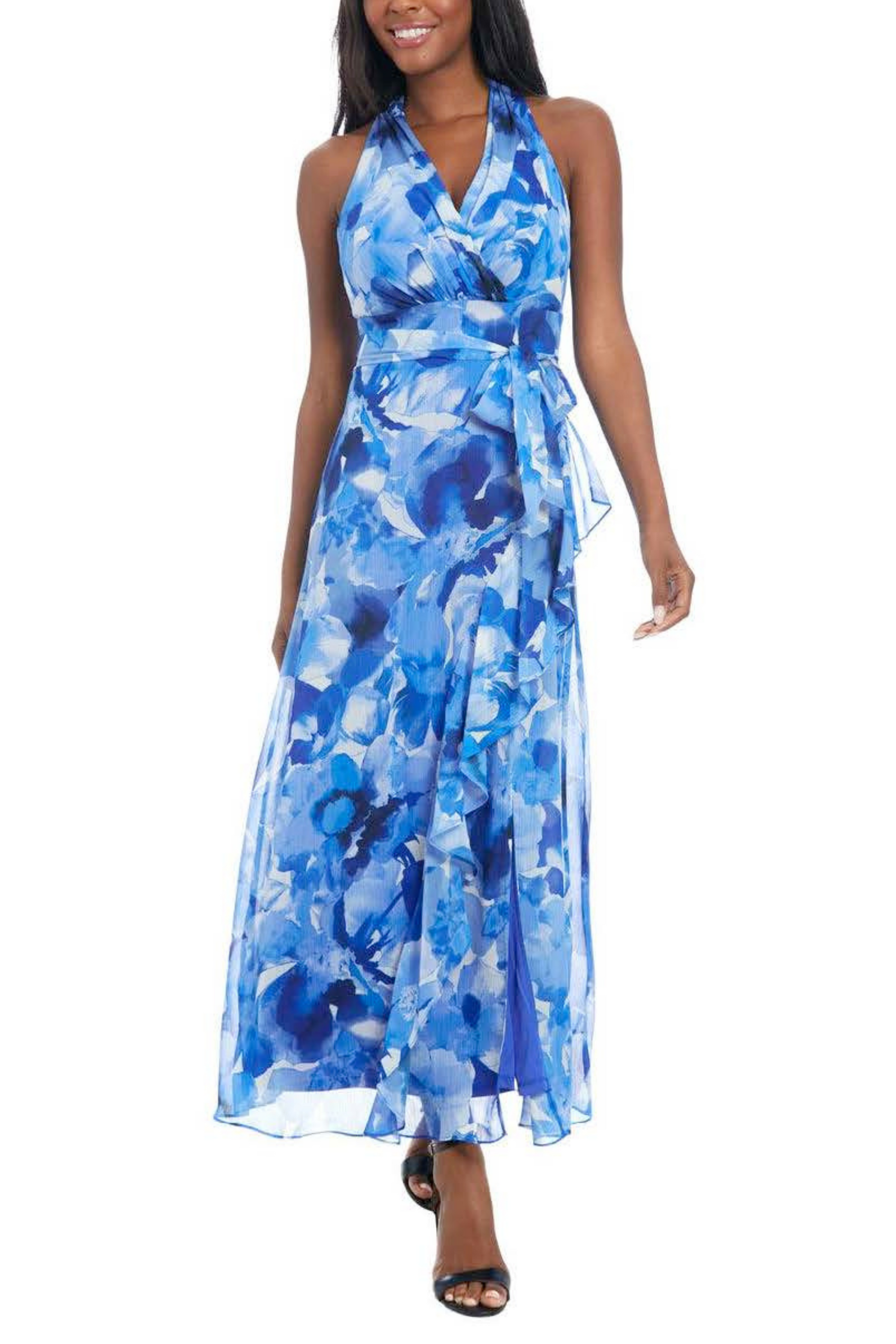 London Times Faux-Wrap Tie-Waist Maxi Dress (PETITE) London Times Faux-Wrap Tie-Waist Maxi Dress (PETITE)