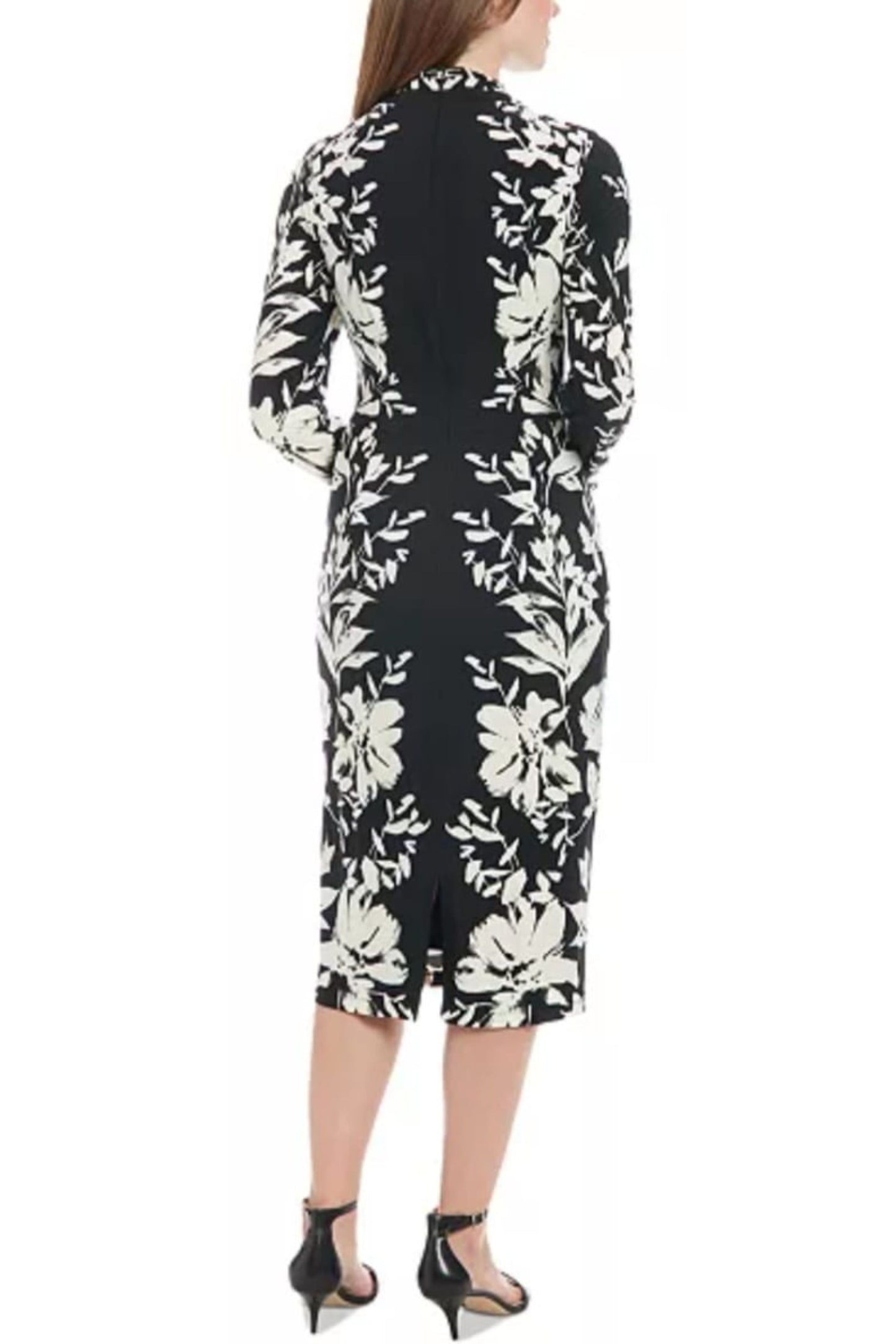 London Times Long Sleeve Floral Midi Dress
