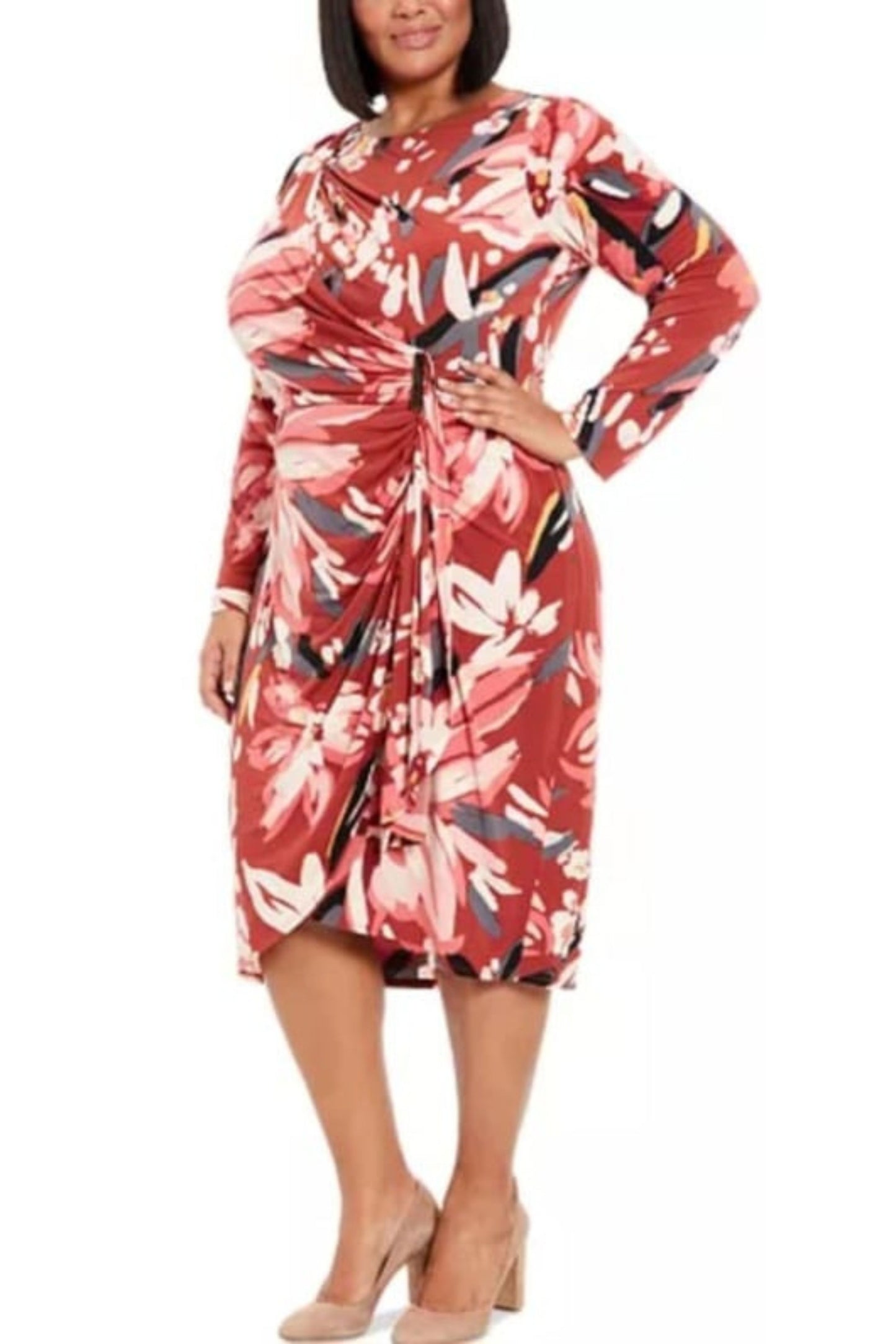 London Times Floral Watercolor Print Day Dress