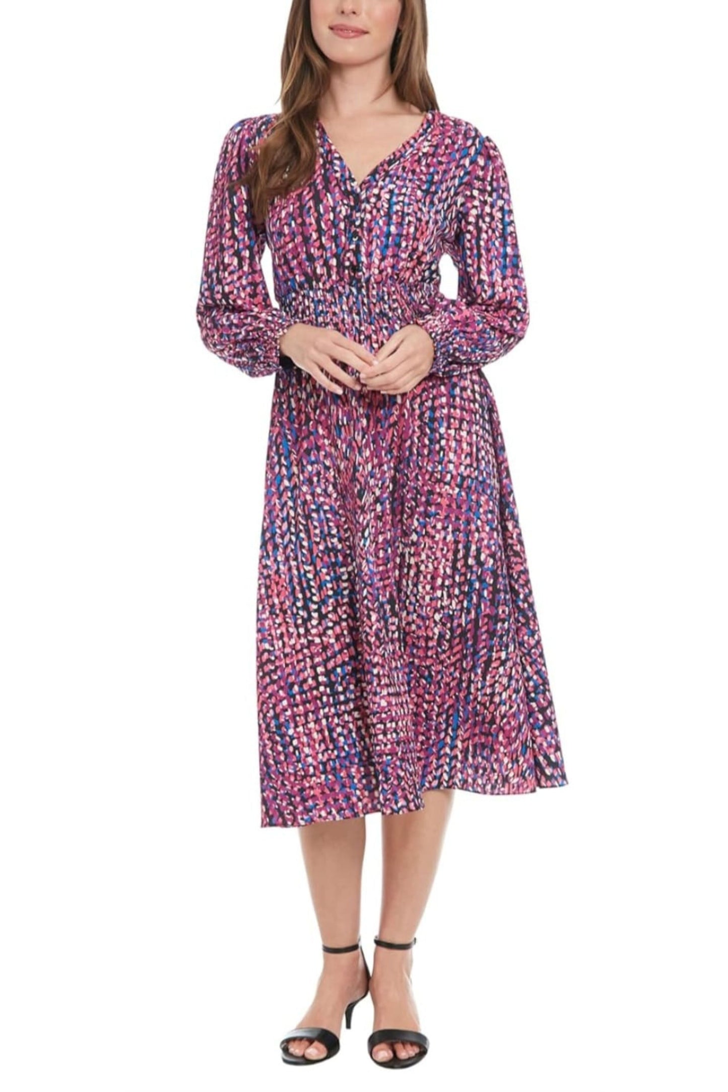 London Times Multi Color A-Line Midi Dress