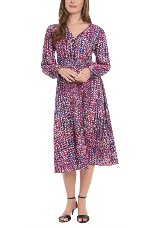 London Times Multi Color A-Line Midi Dress