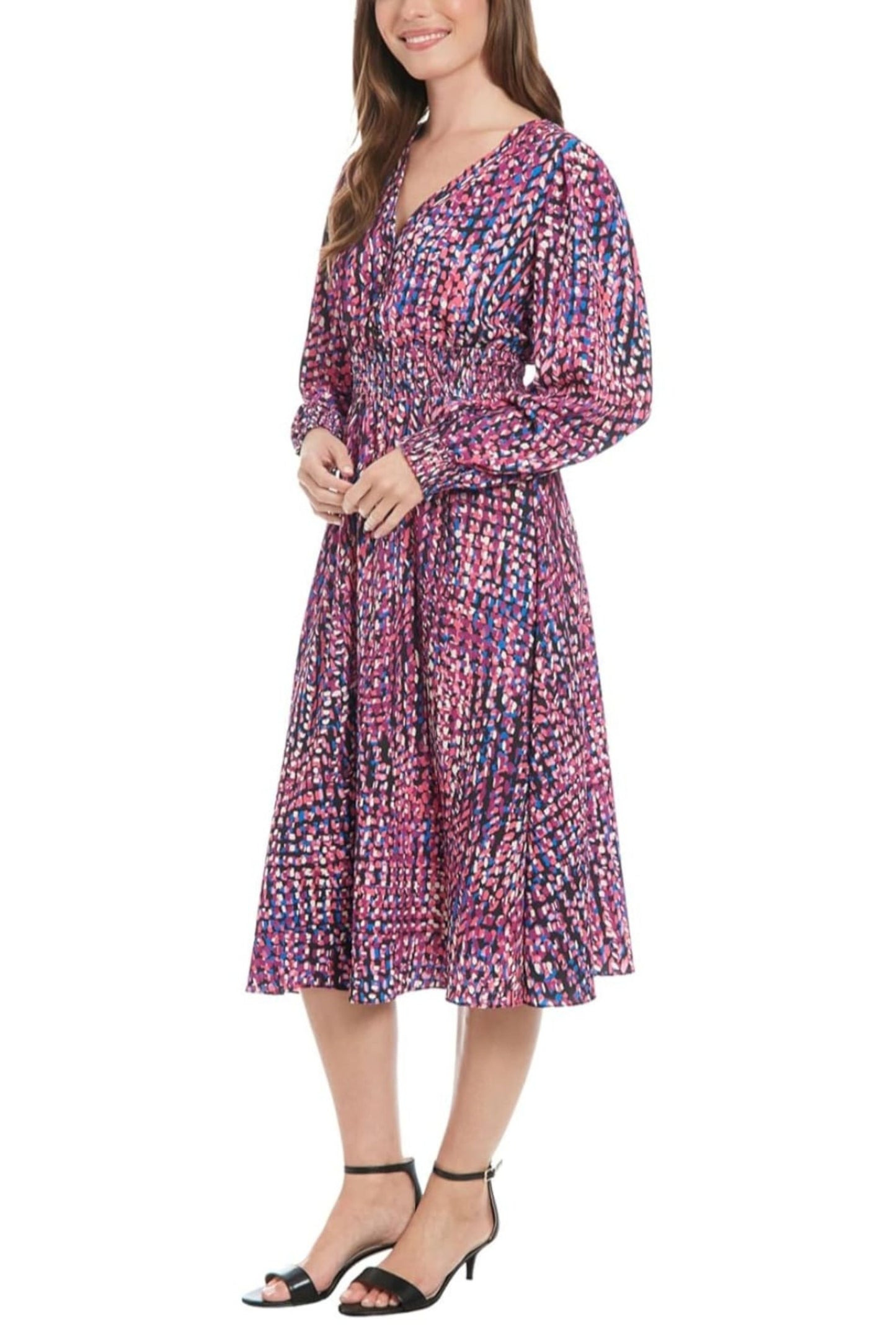 London Times Multi Color A-Line Midi Dress