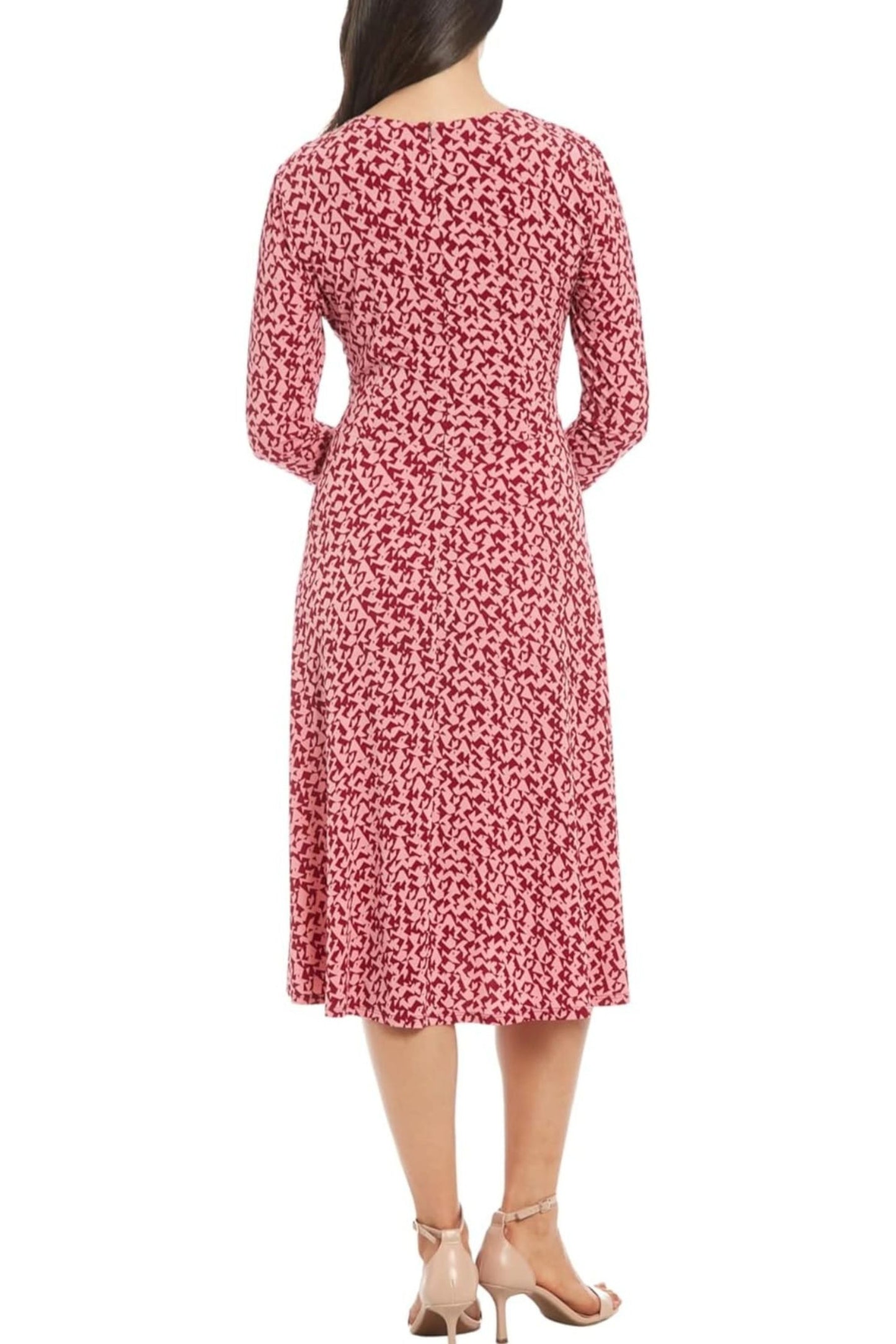 London Times Abstract Print A-Line Midi Dress