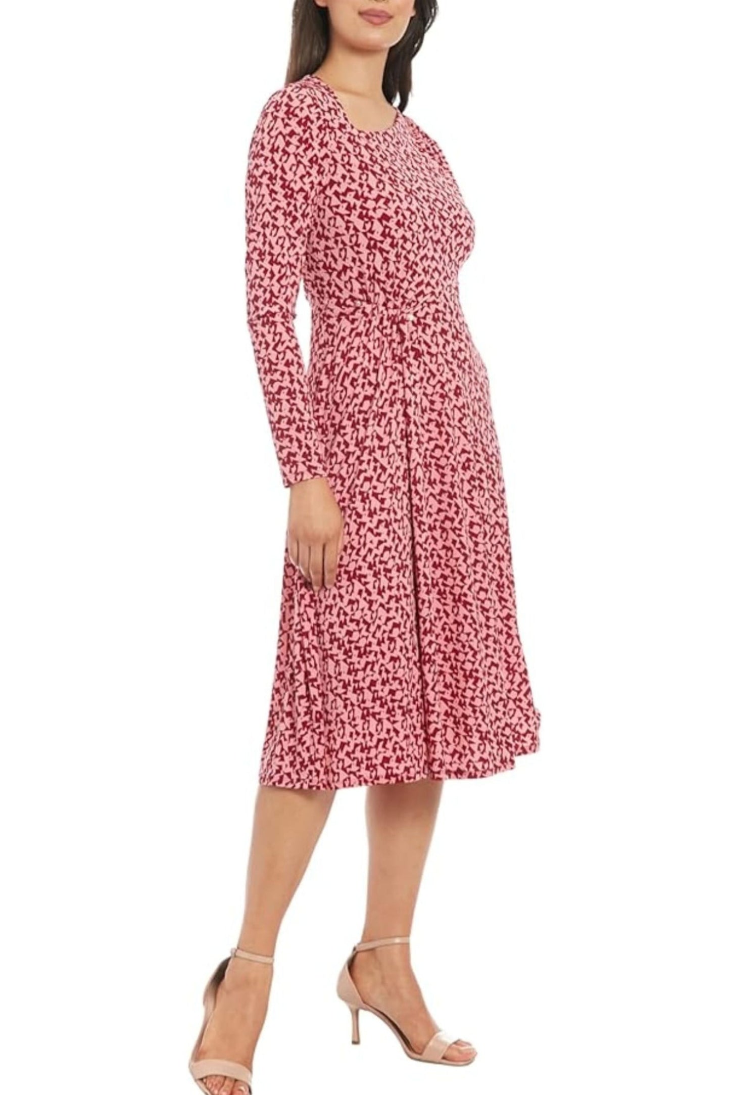 London Times Abstract Print A-Line Midi Dress