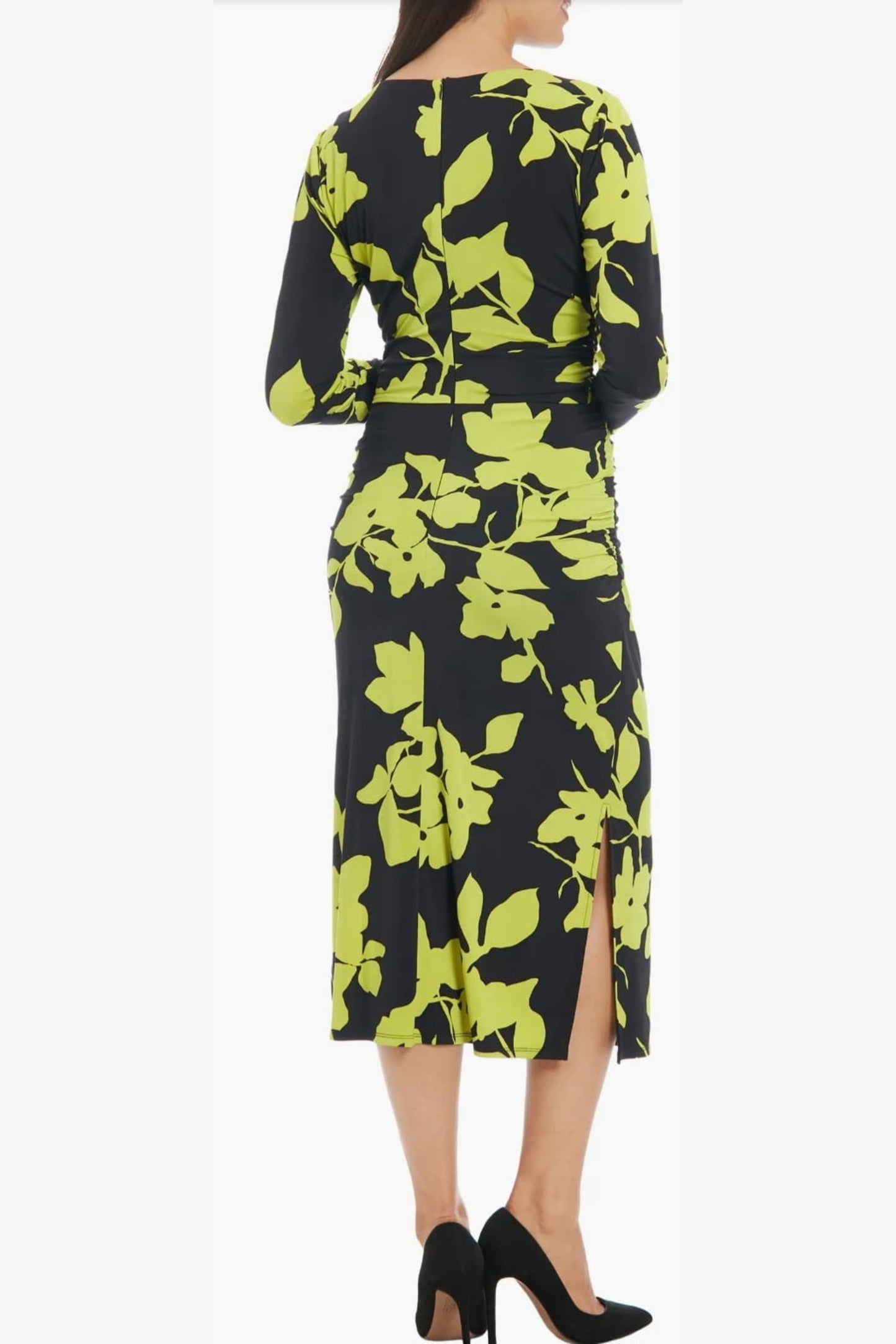 London Times Flower Print Sheath Midi Dress