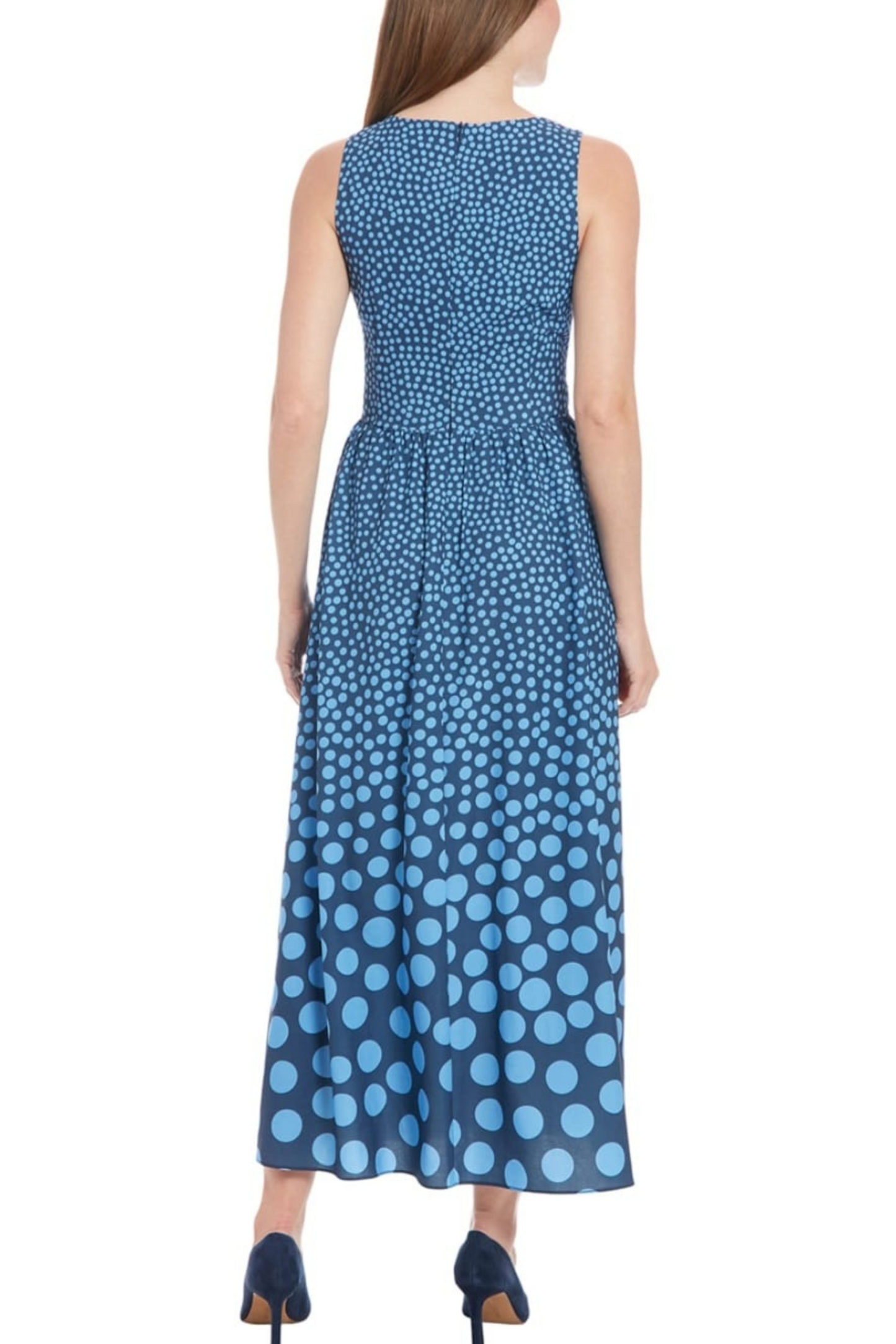 London Times Polkadot Sleeveless Midi Dress
