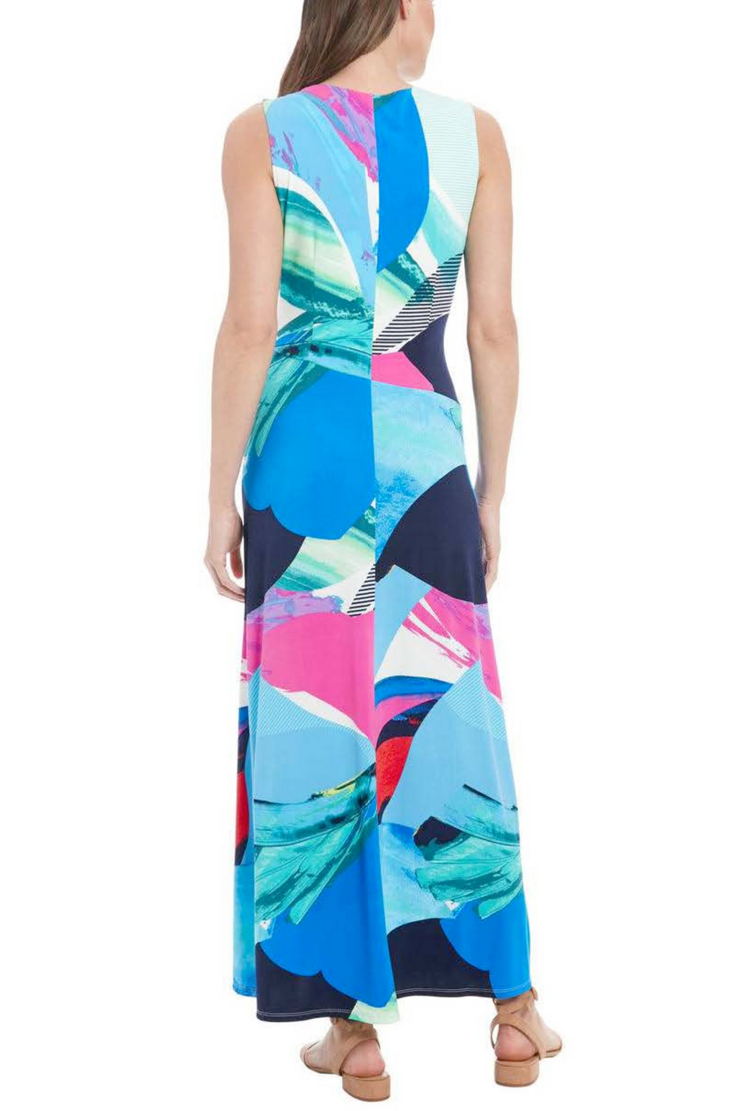 London Times Multi Color Sleeveless Maxi Dress