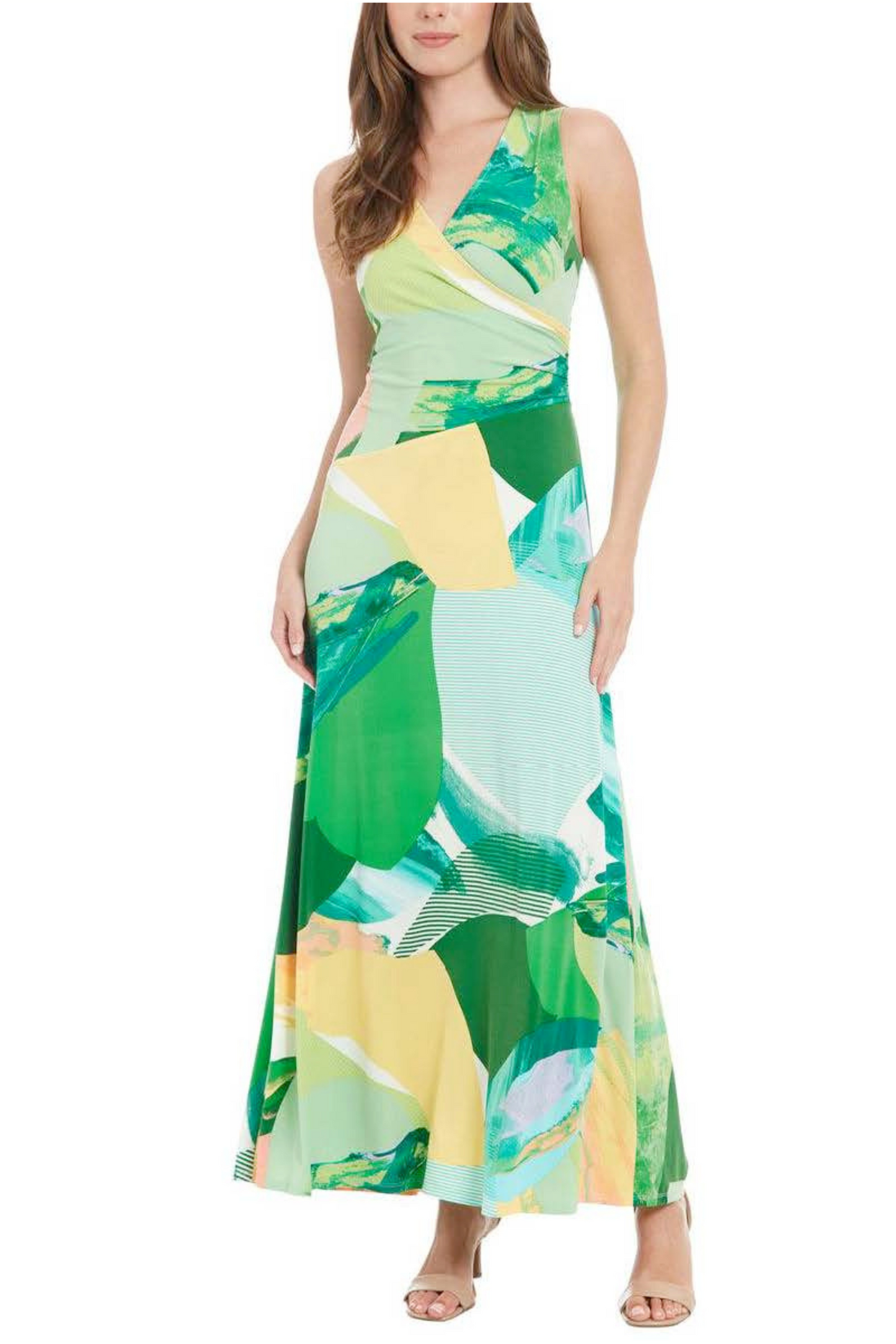 London Times Multi Color Sleeveless Maxi Dress