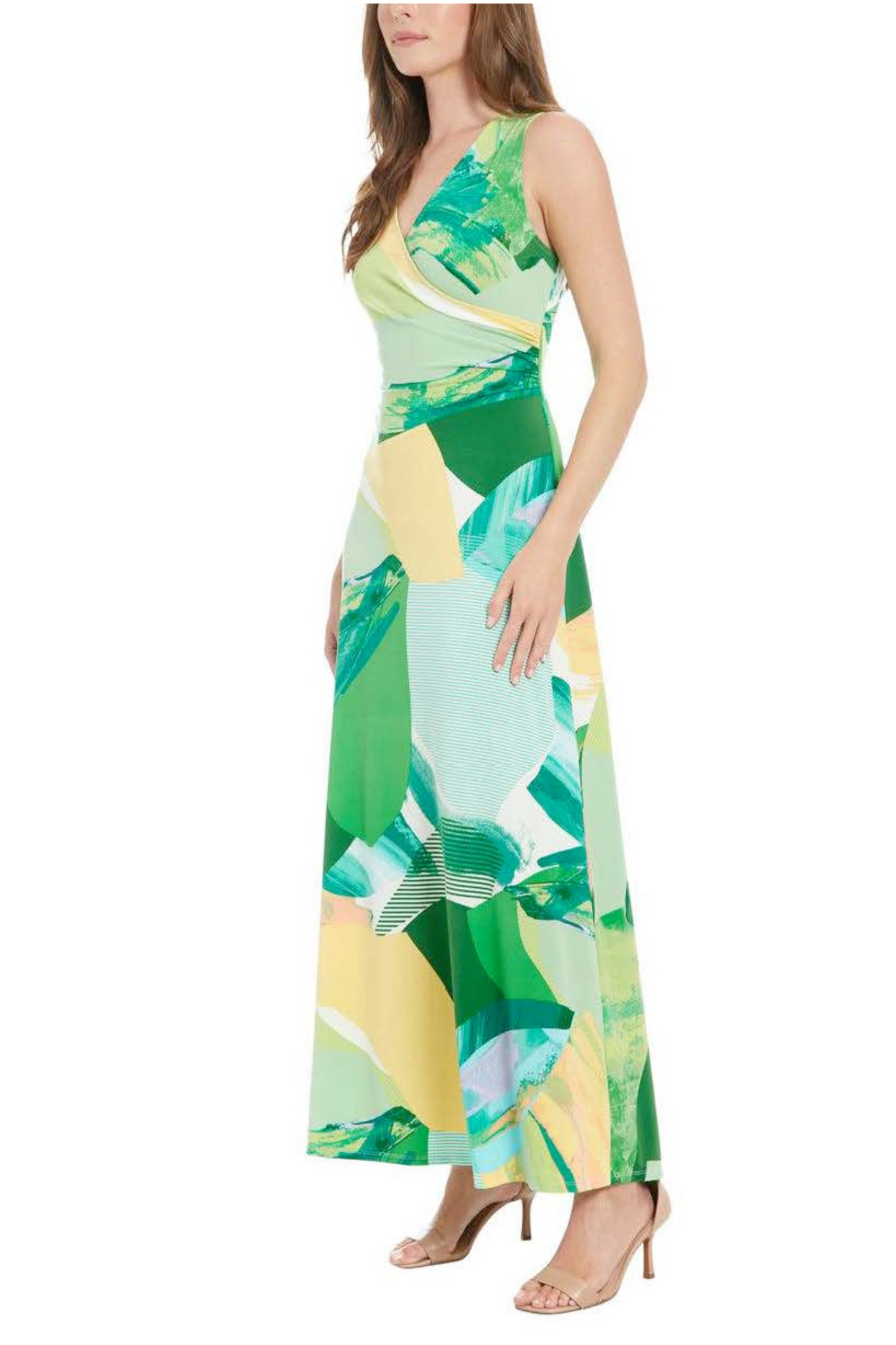 London Times Multi Color Sleeveless Maxi Dress