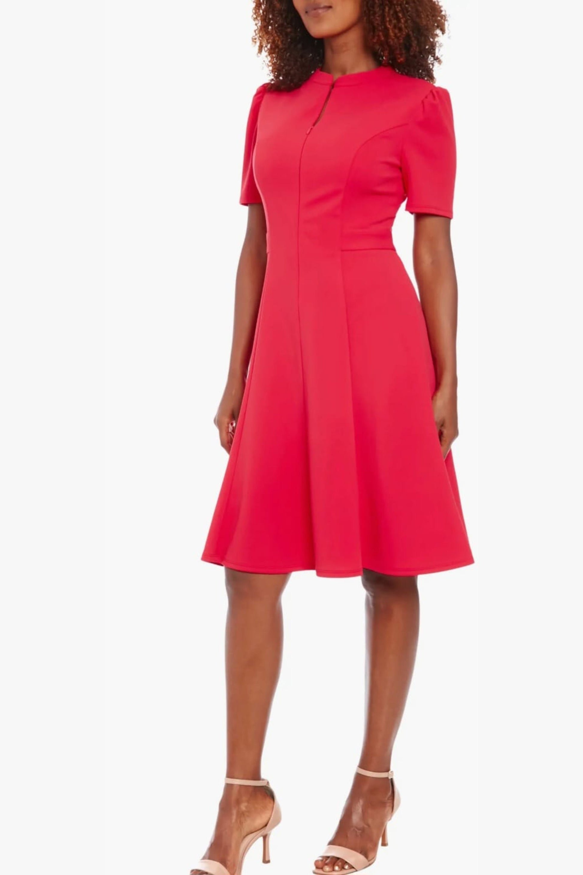 london times red dress Women's London Times Tie-Neck Fit and Flare Dress
