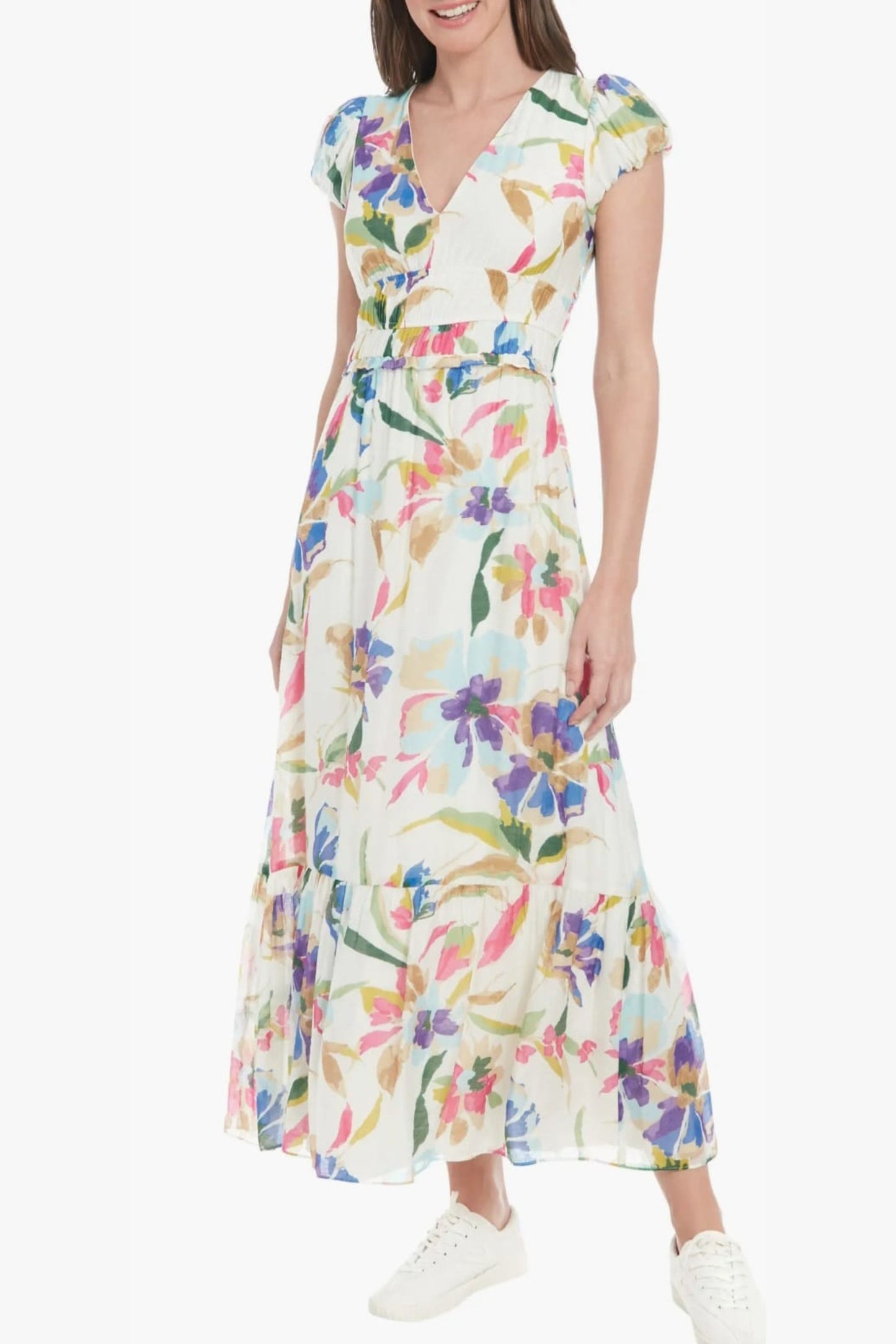 London Times Floral Print Maxi Dress