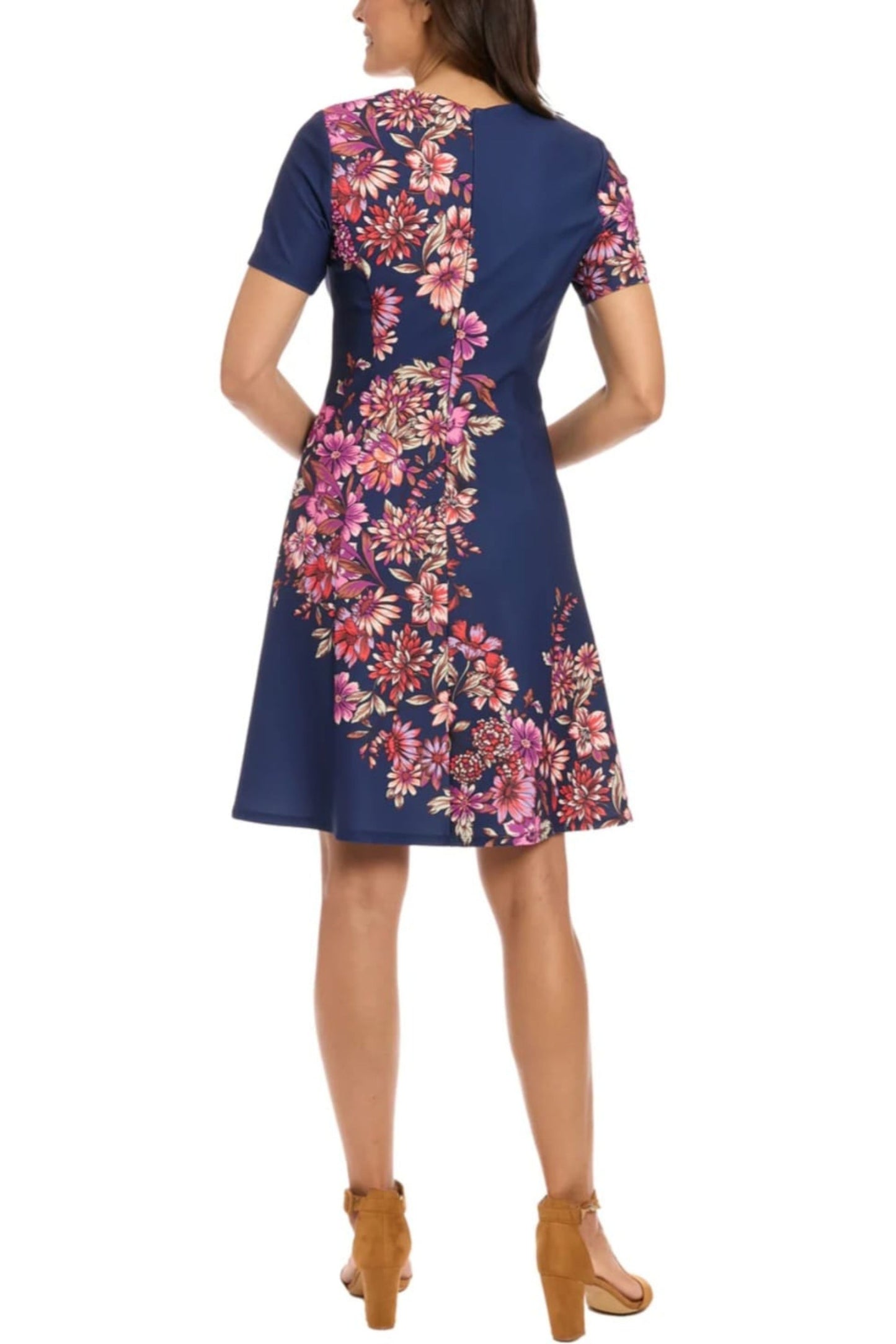 London Times Floral Print A-Line Dress