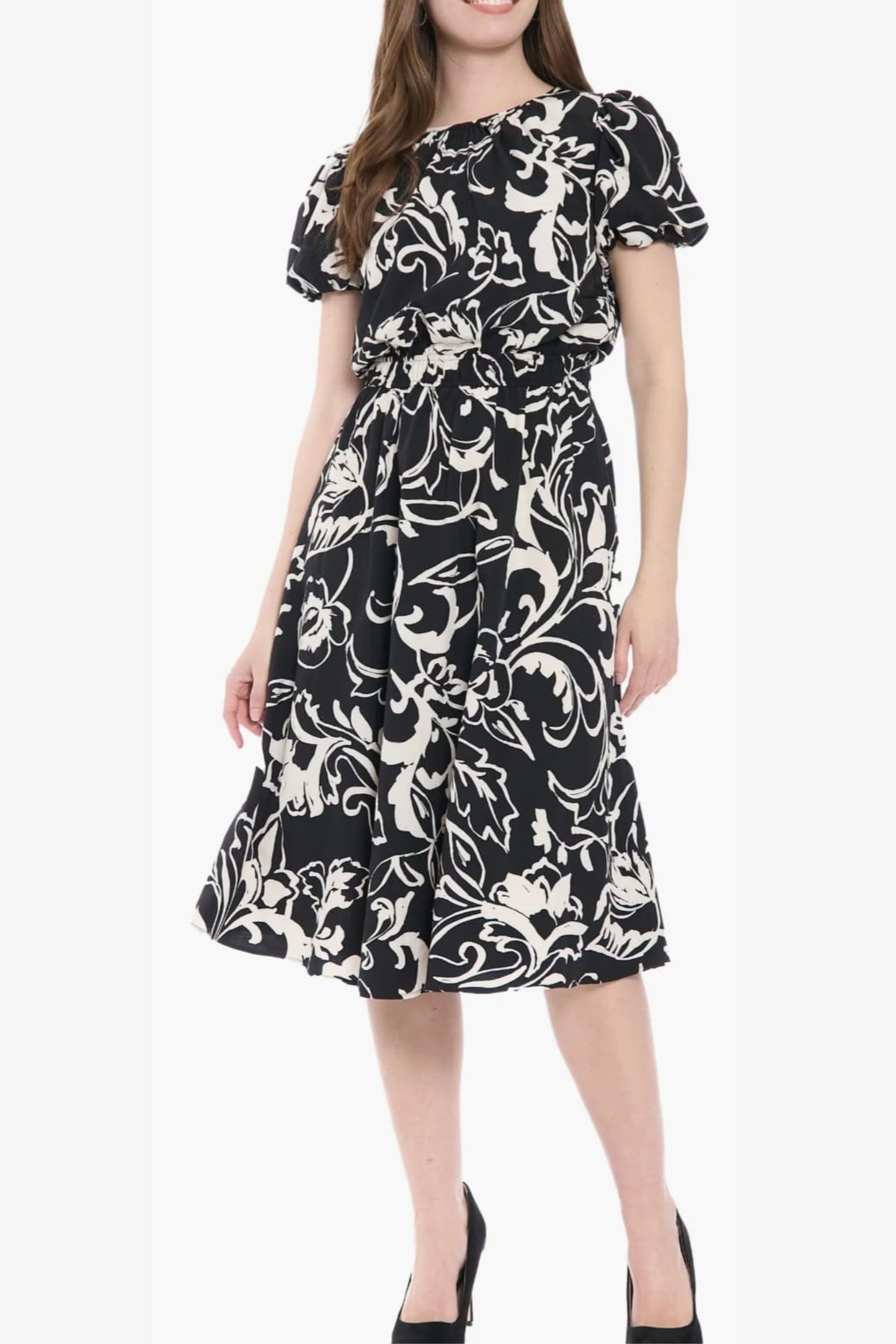 London Times Paisley Print A-Line Midi Dress