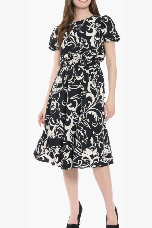 London Times Paisley Print A-Line Midi Dress