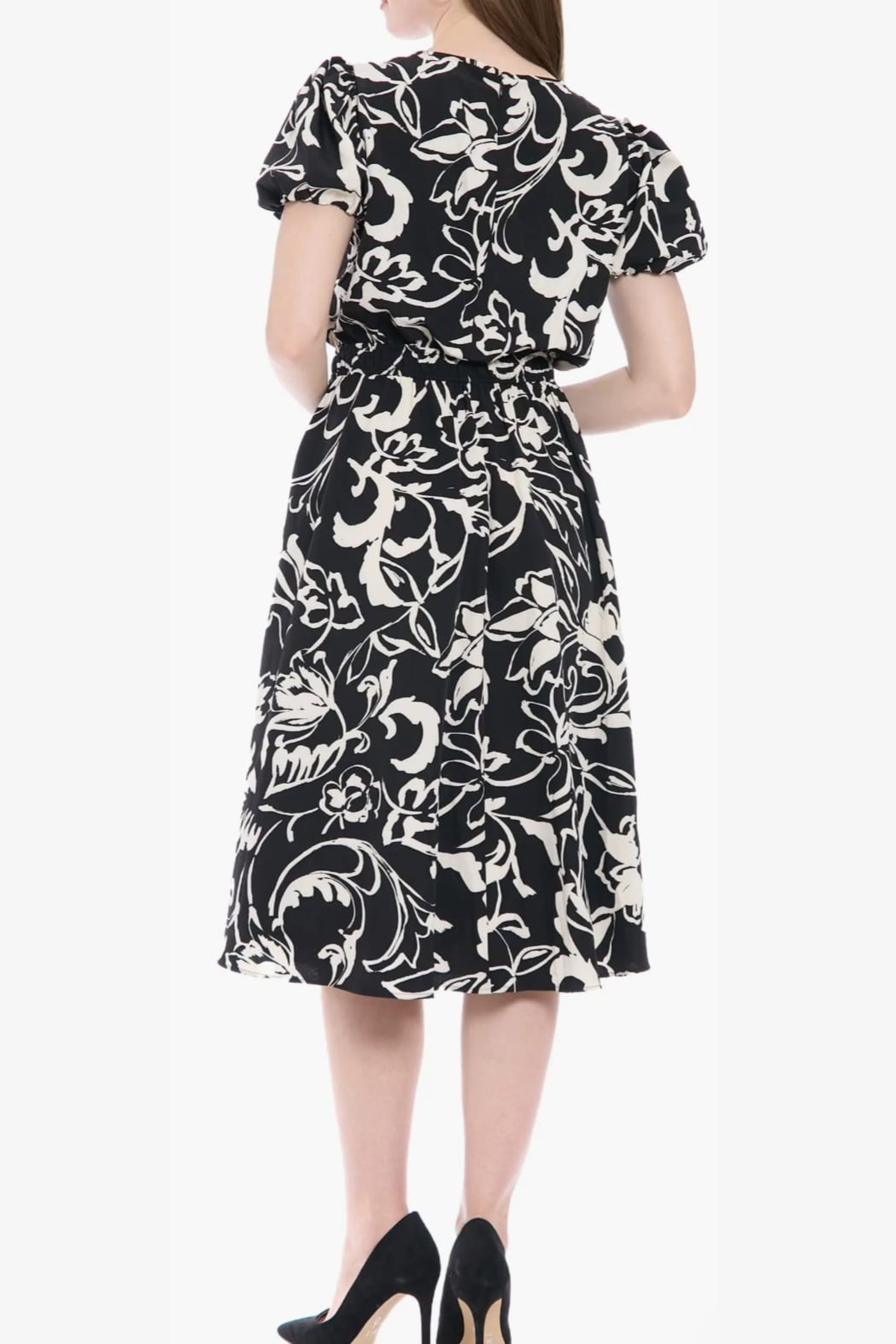 women's london times printed midi a-line dress Women's London Times Printed Midi A-Line Dress
