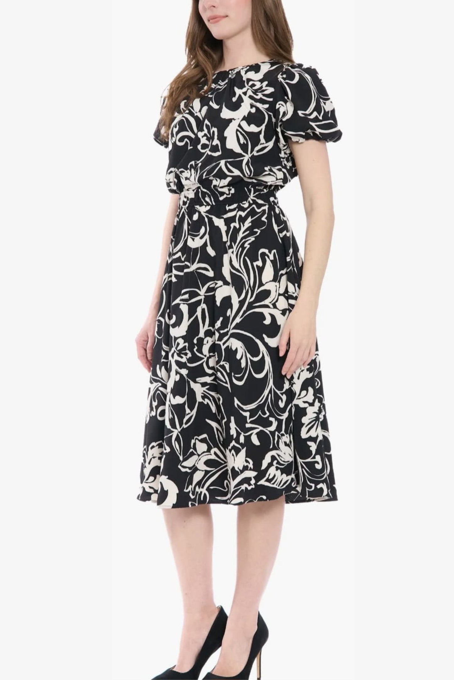 London Times Paisley Print A-Line Midi Dress