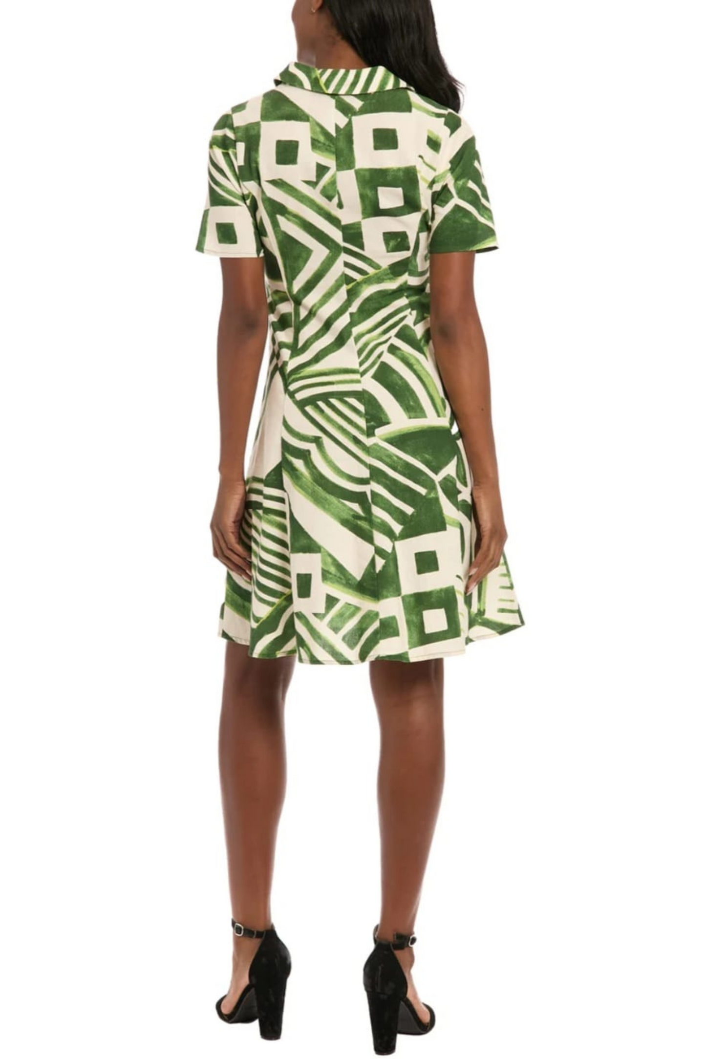 London Times Abstract Print Button Down Dress