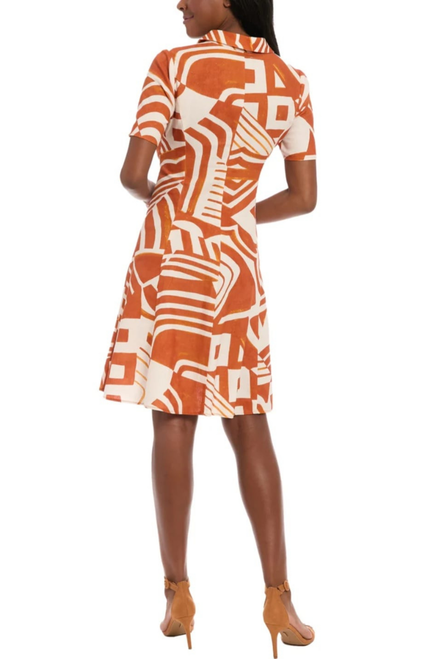 London Times Abstract Print Button Down Dress