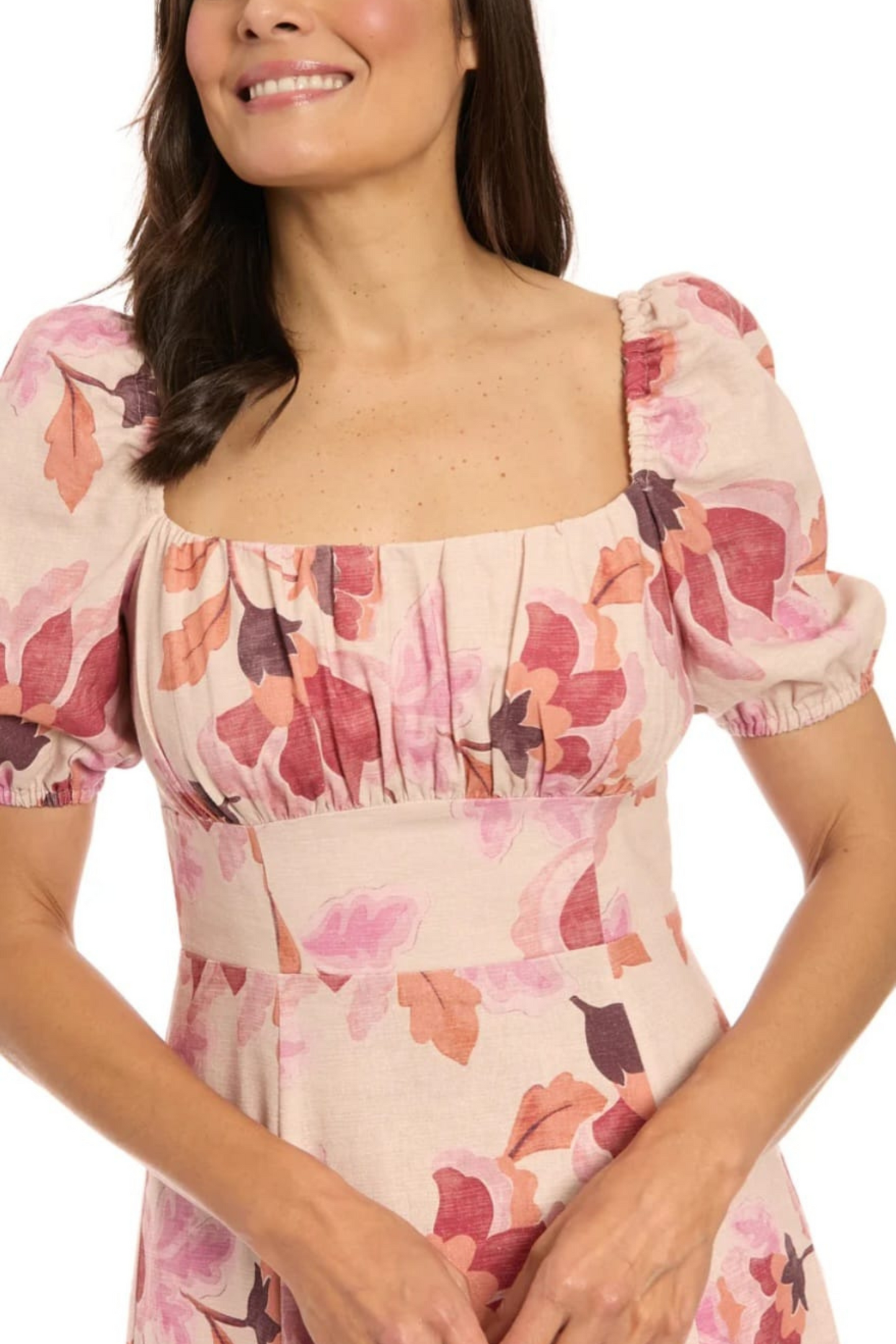 London Times Floral Print Ruffle Maxi Dress