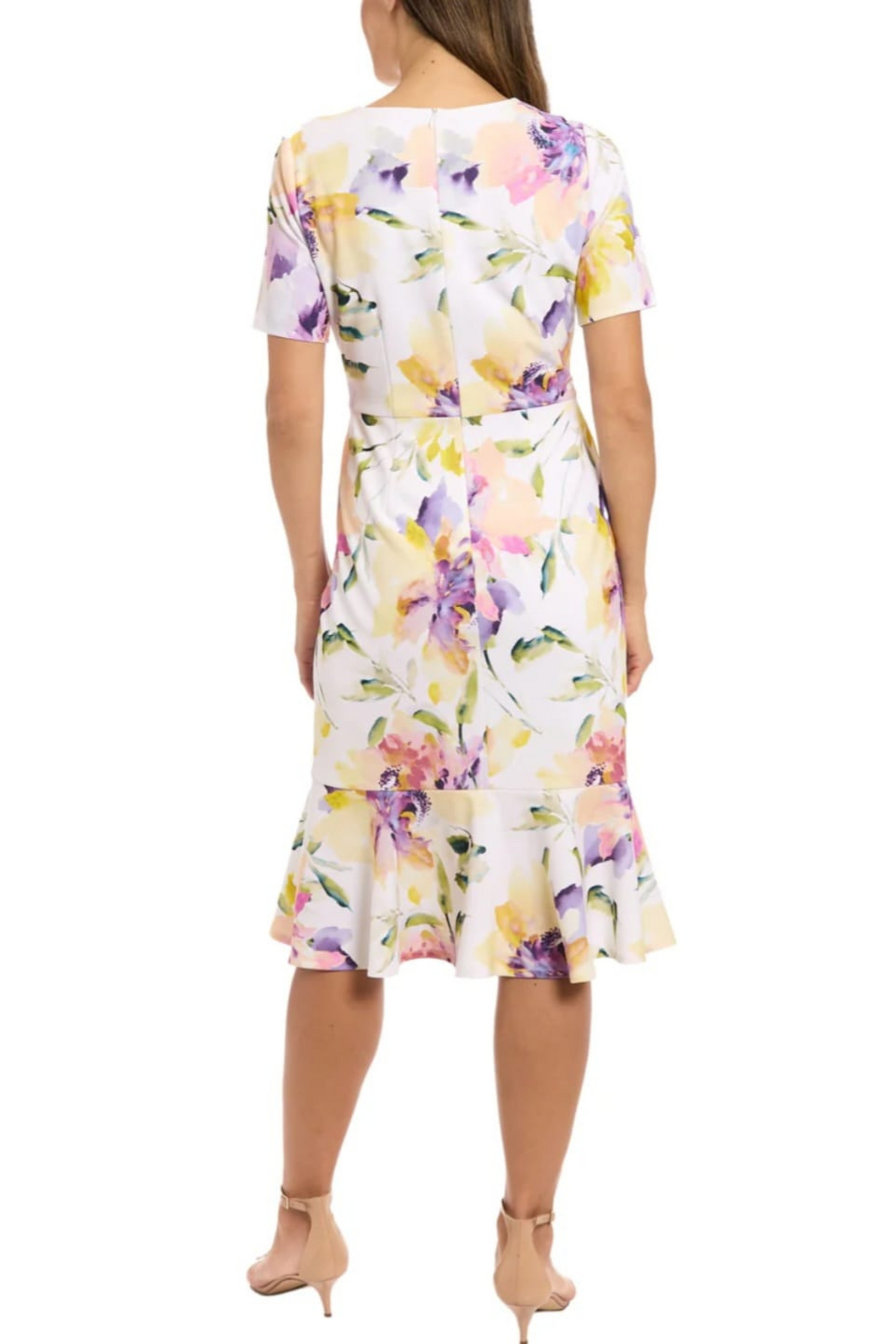 London Times Floral Print Sheath Midi Dress