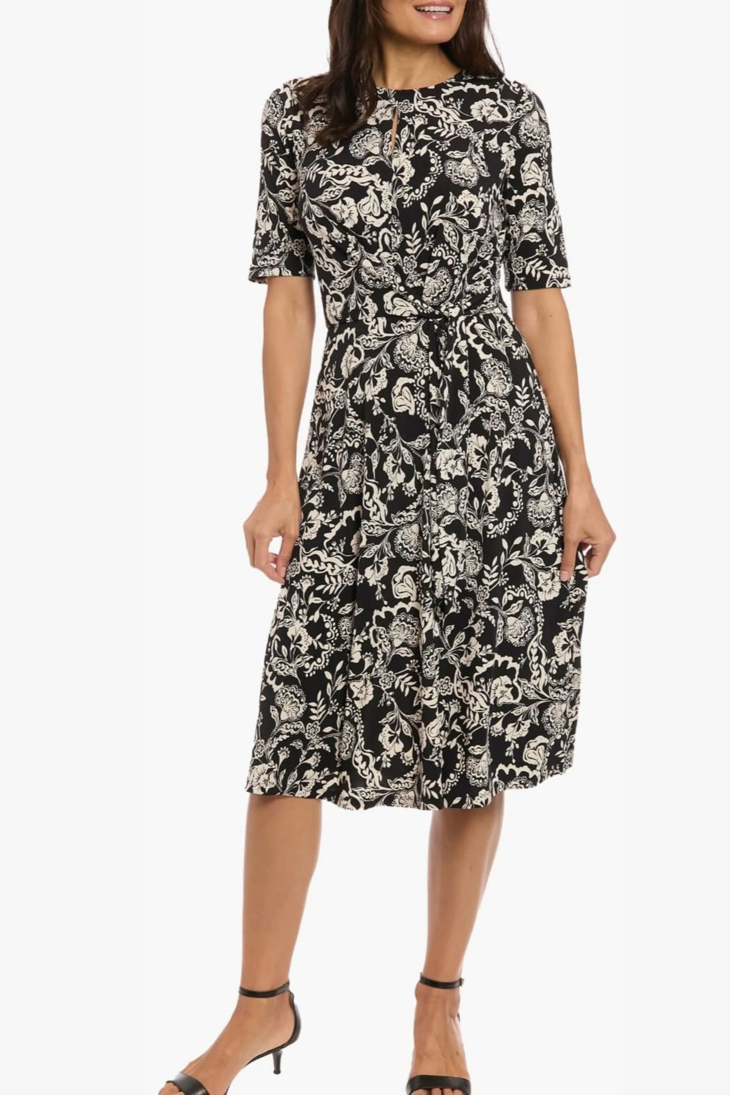 London Times Paisley Print A-Line Midi Dress