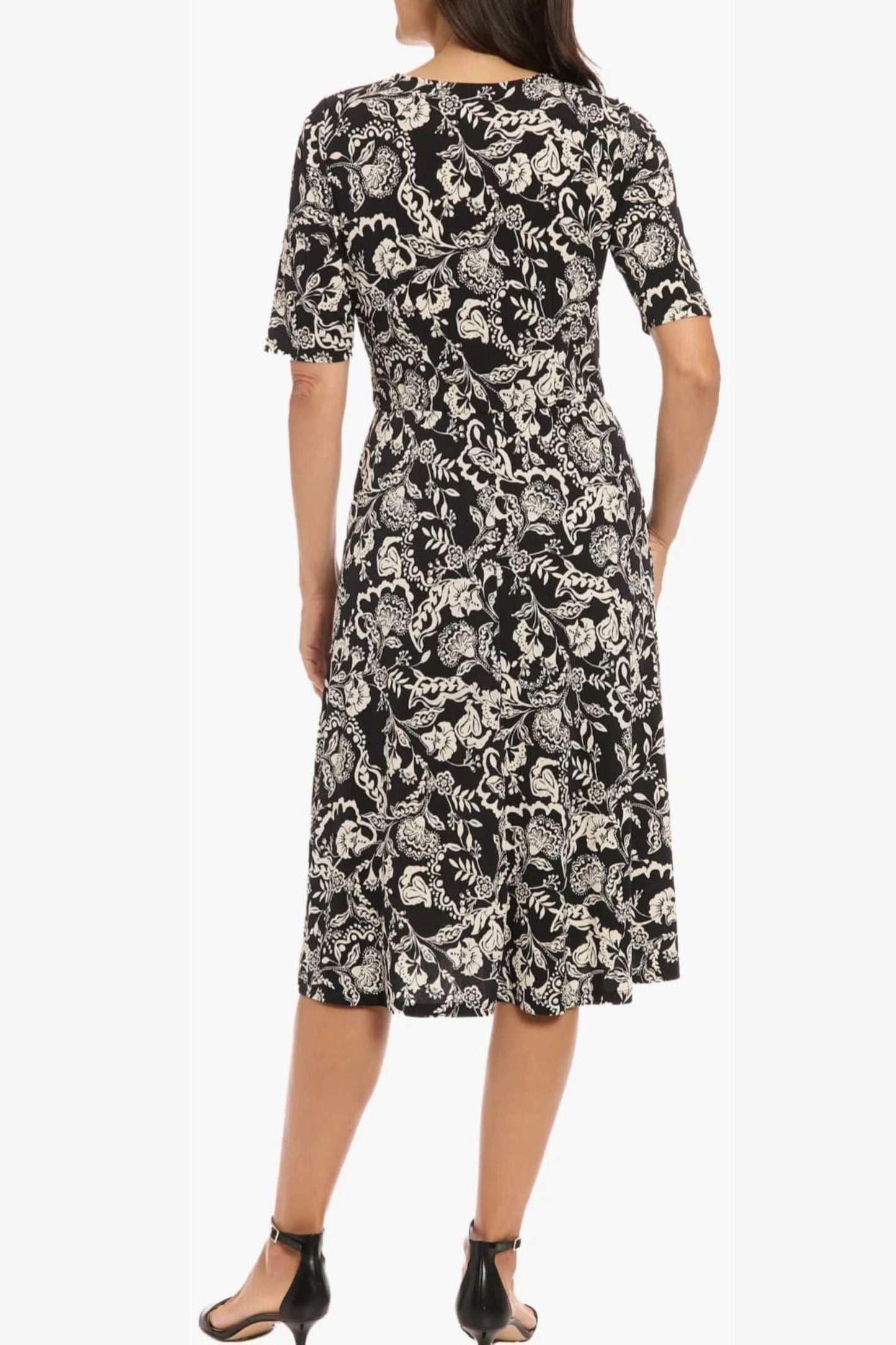 London Times Paisley Print A-Line Midi Dress