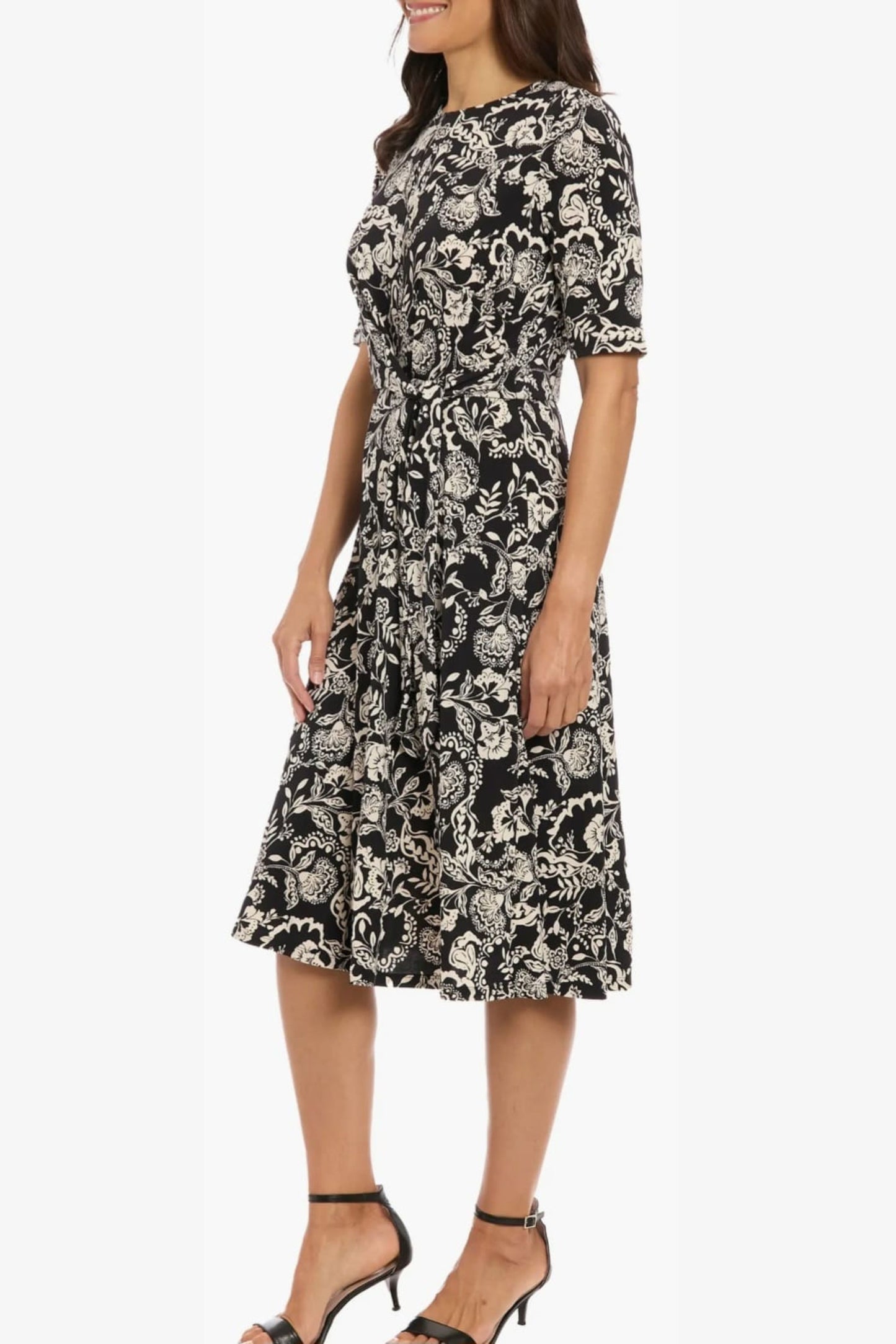 London Times Paisley Print A-Line Midi Dress
