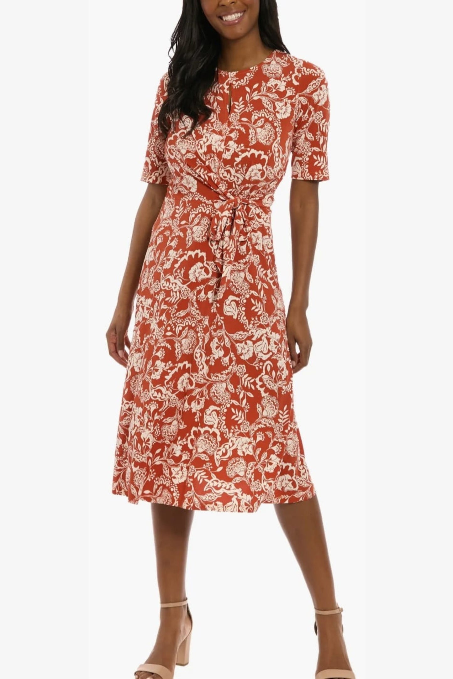 London Times Paisley Print A-Line Midi Dress