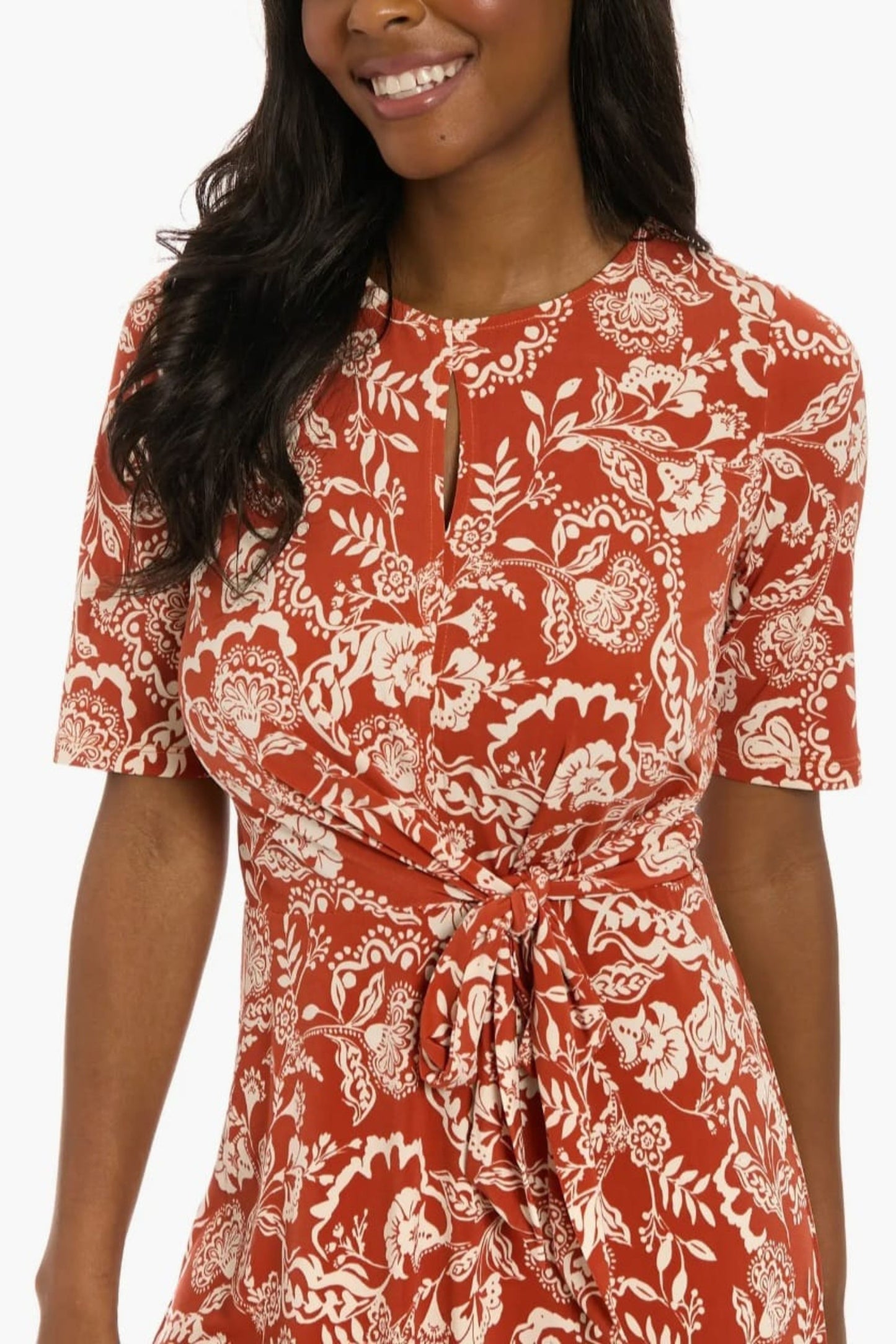 London Times Paisley Print A-Line Midi Dress