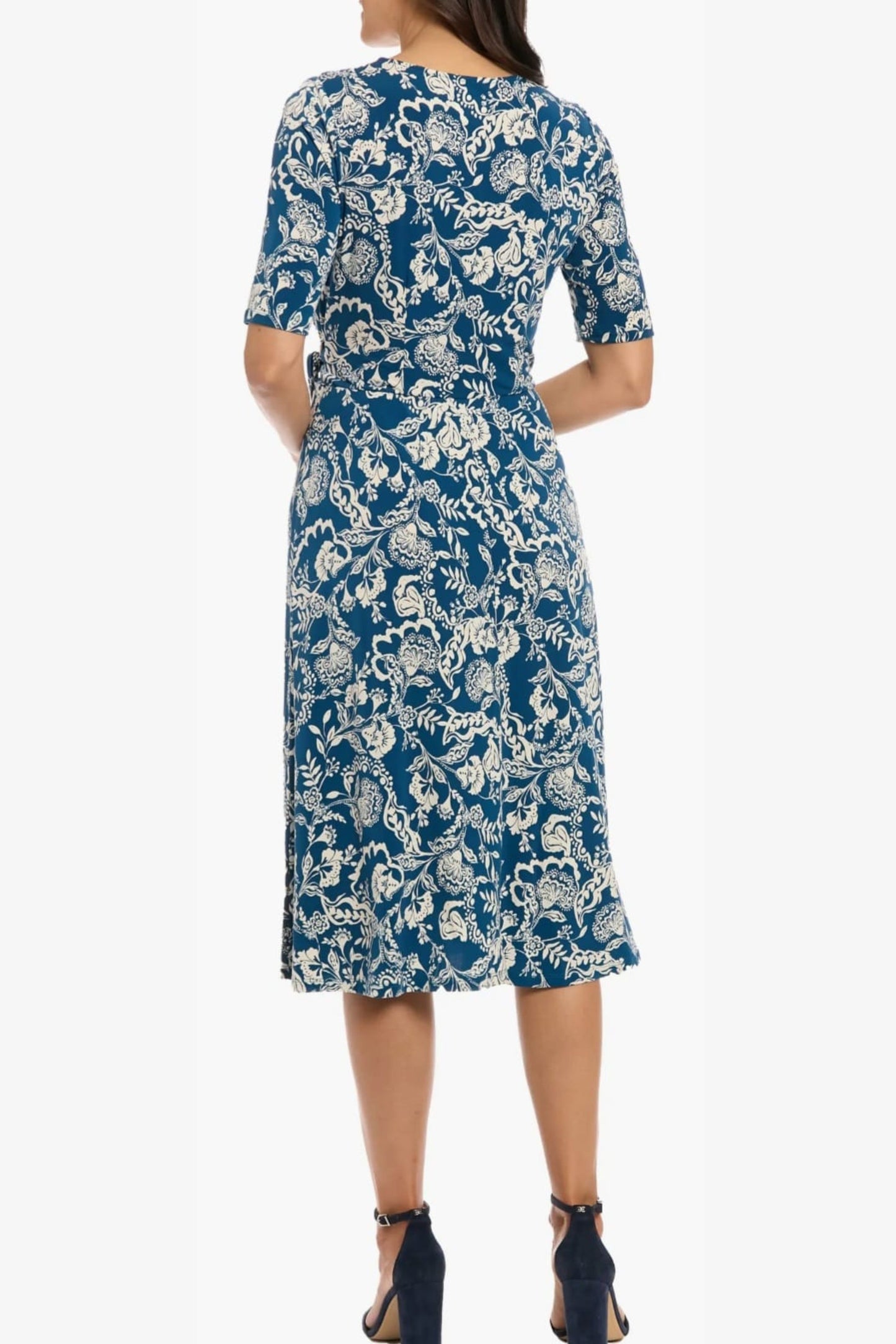 London Times Paisley Print A-Line Midi Dress