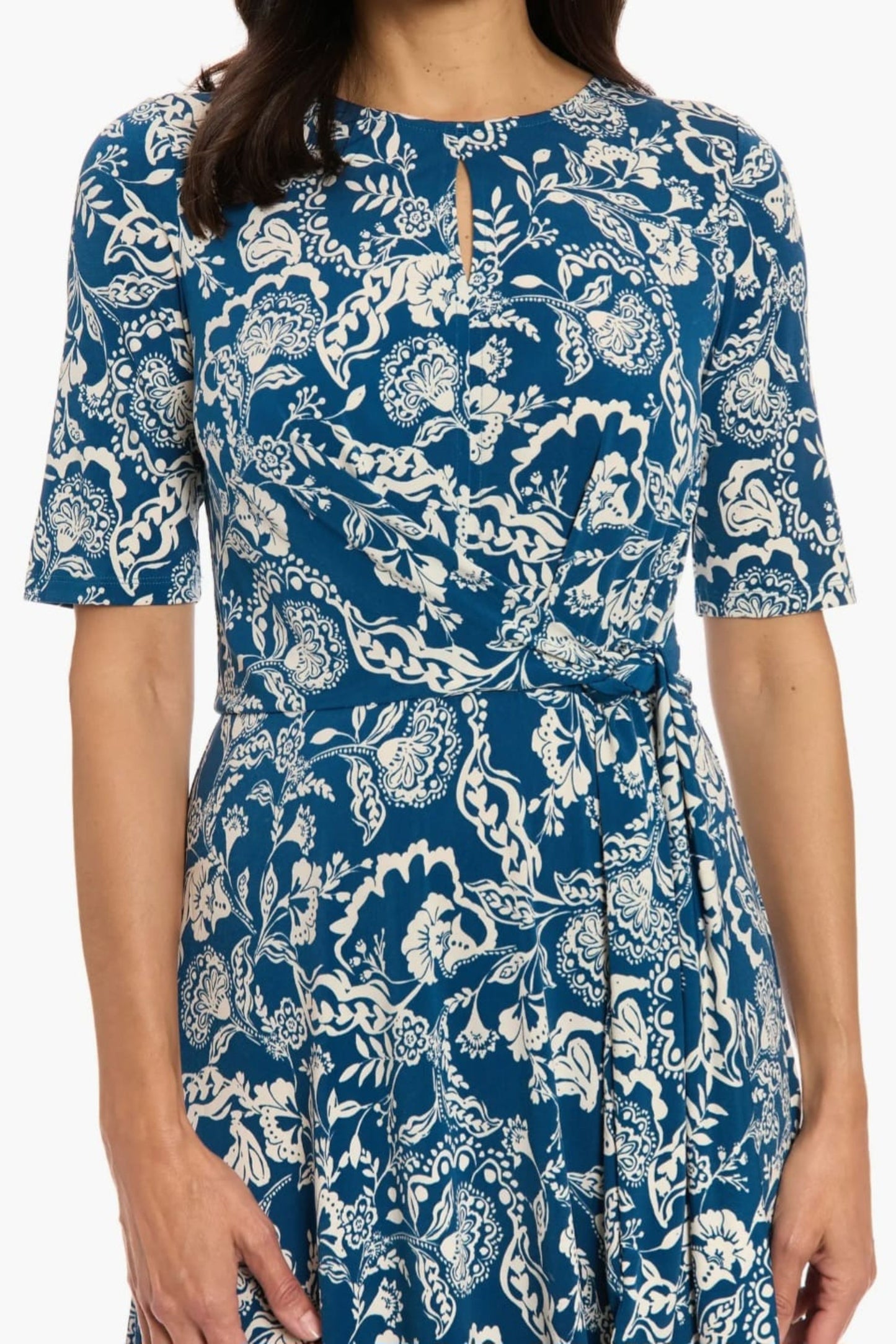 London Times Paisley Print A-Line Midi Dress