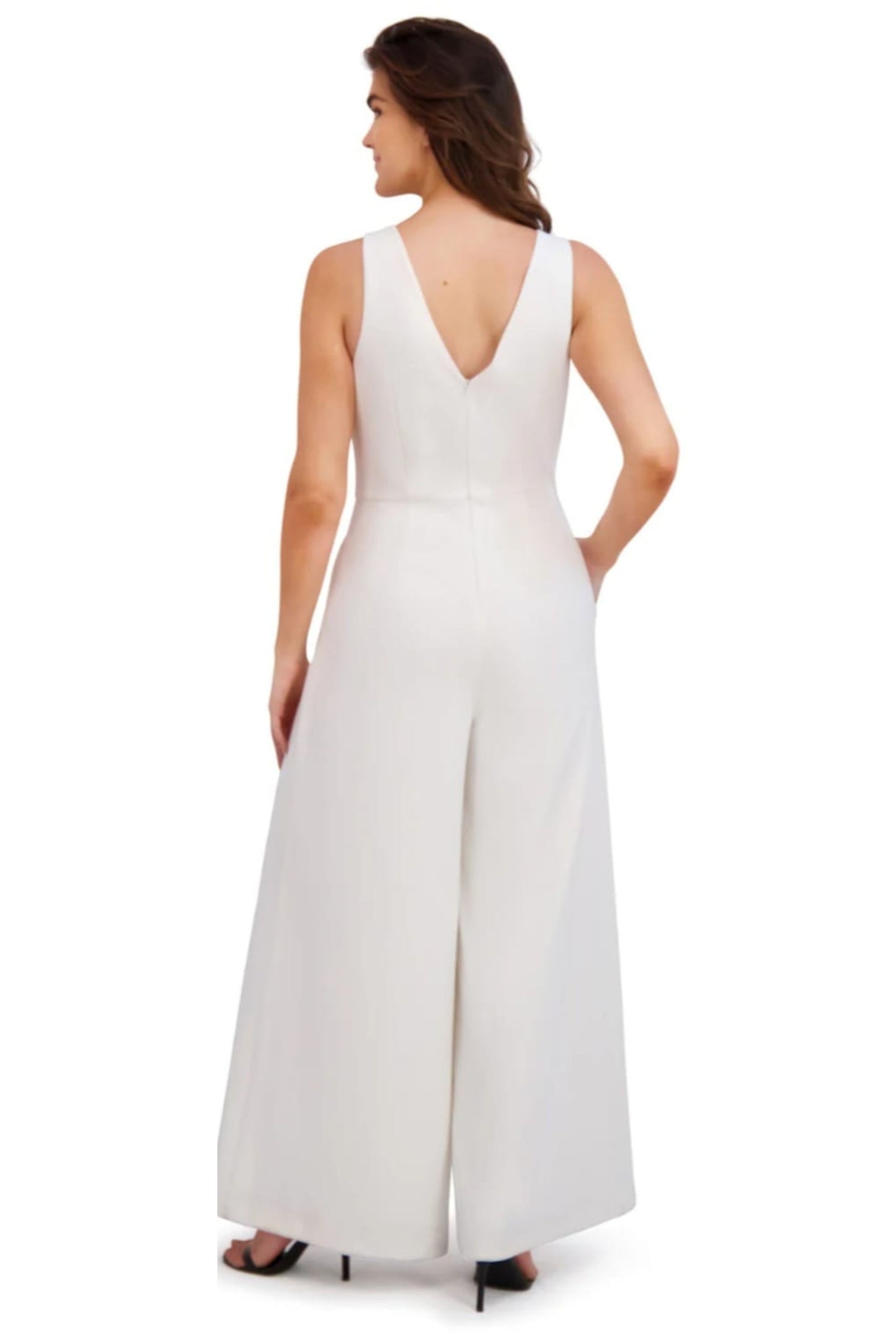 London Times Bow-Accent Sleeveless Wide-Leg Jumpsuit