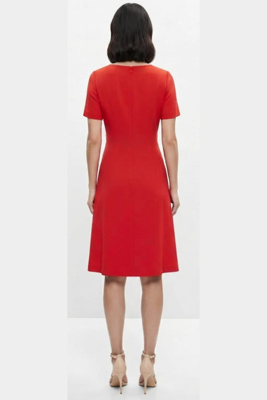 London Times Short Sleeve A-Line Midi Dress