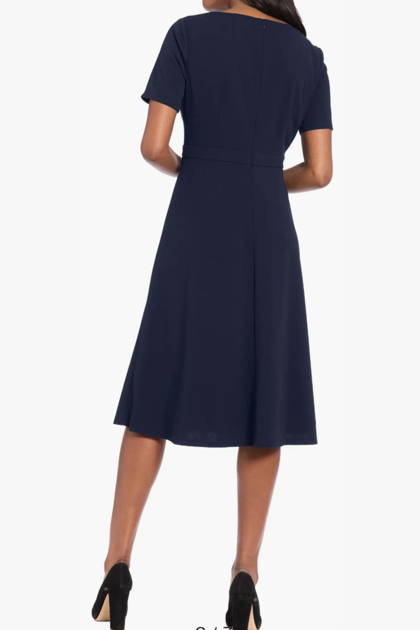 London Times Short Sleeve A-Line Midi Dress
