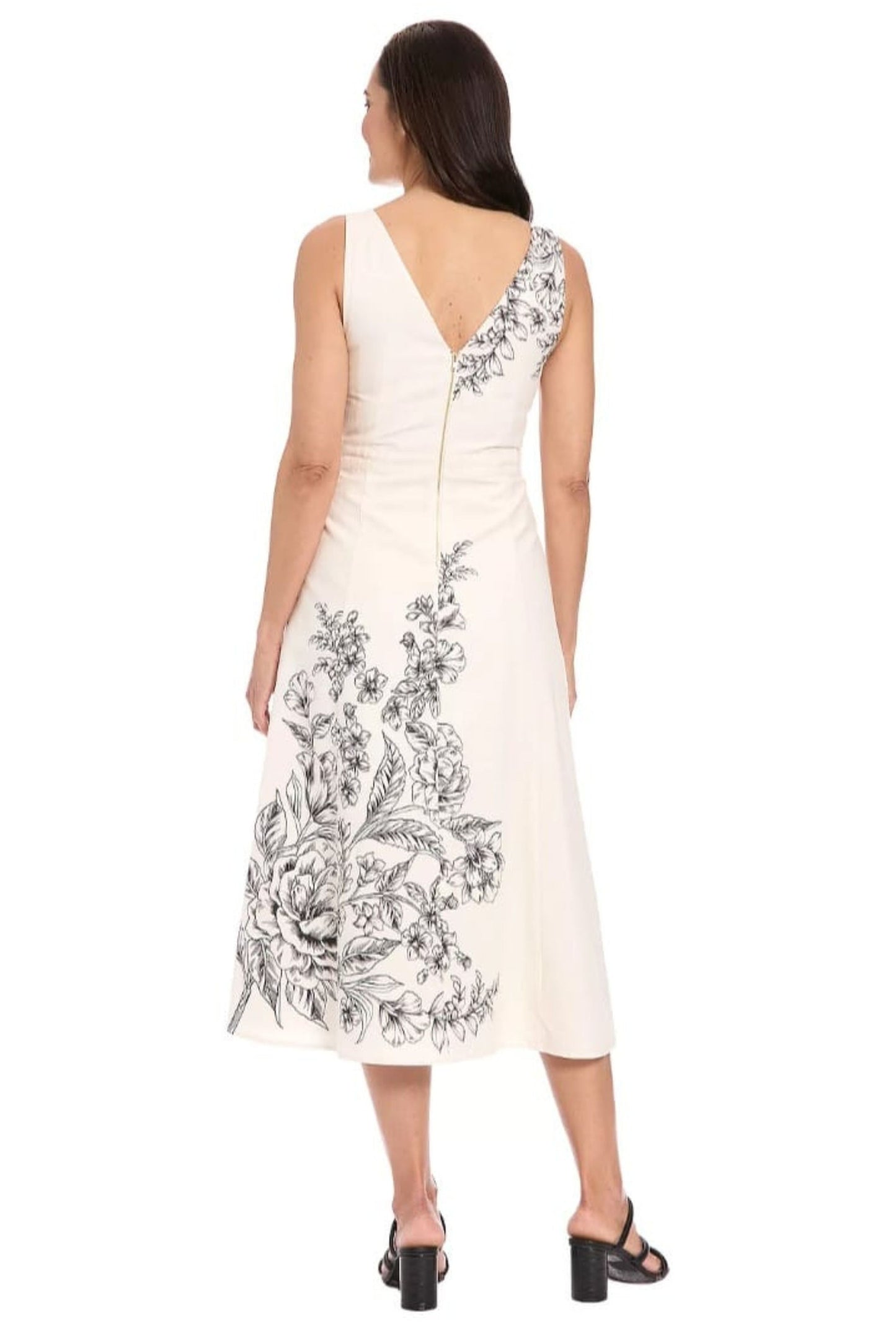 London Times Floral Placement Midi Dress