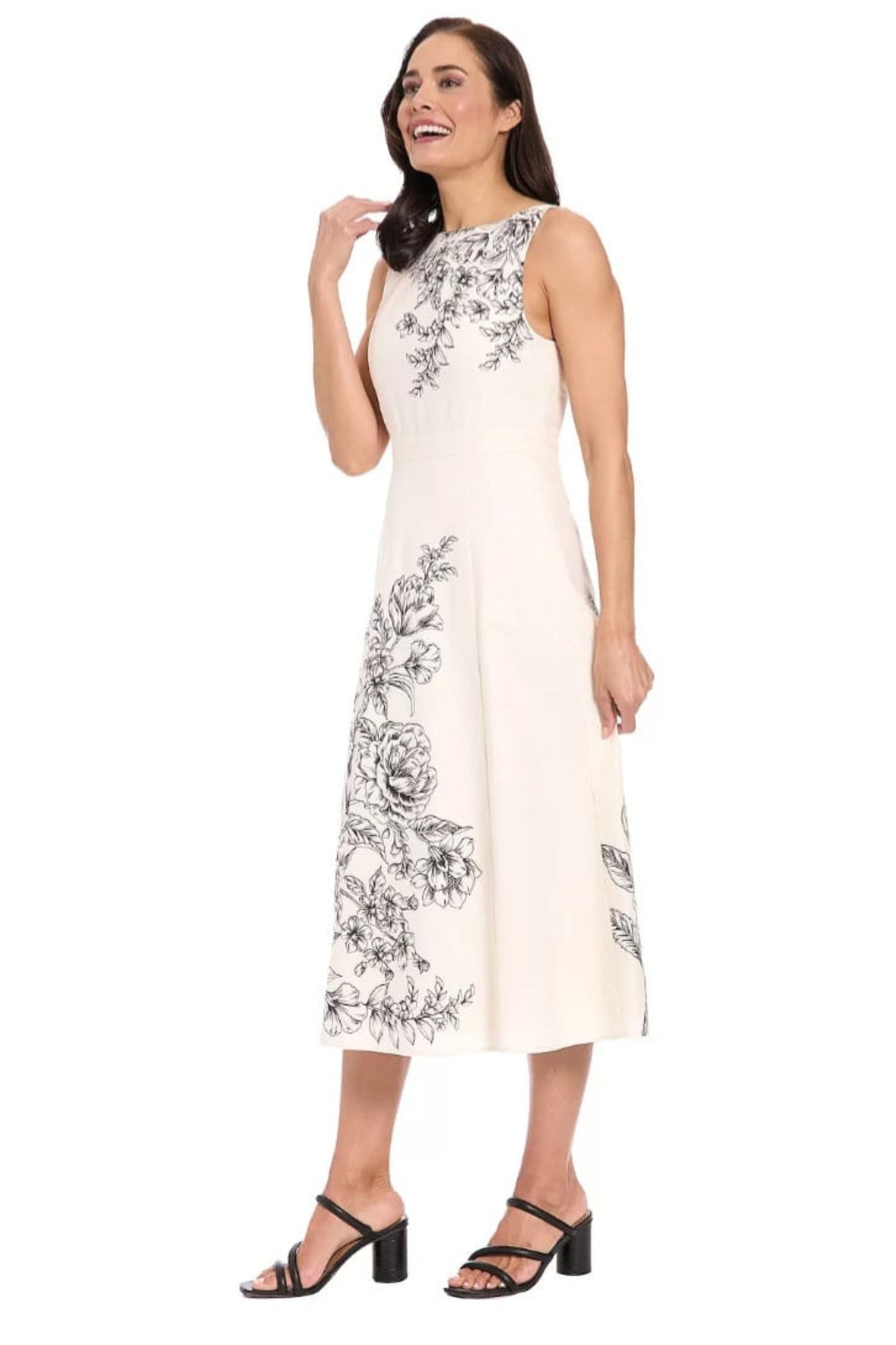 London Times Floral Placement Midi Dress