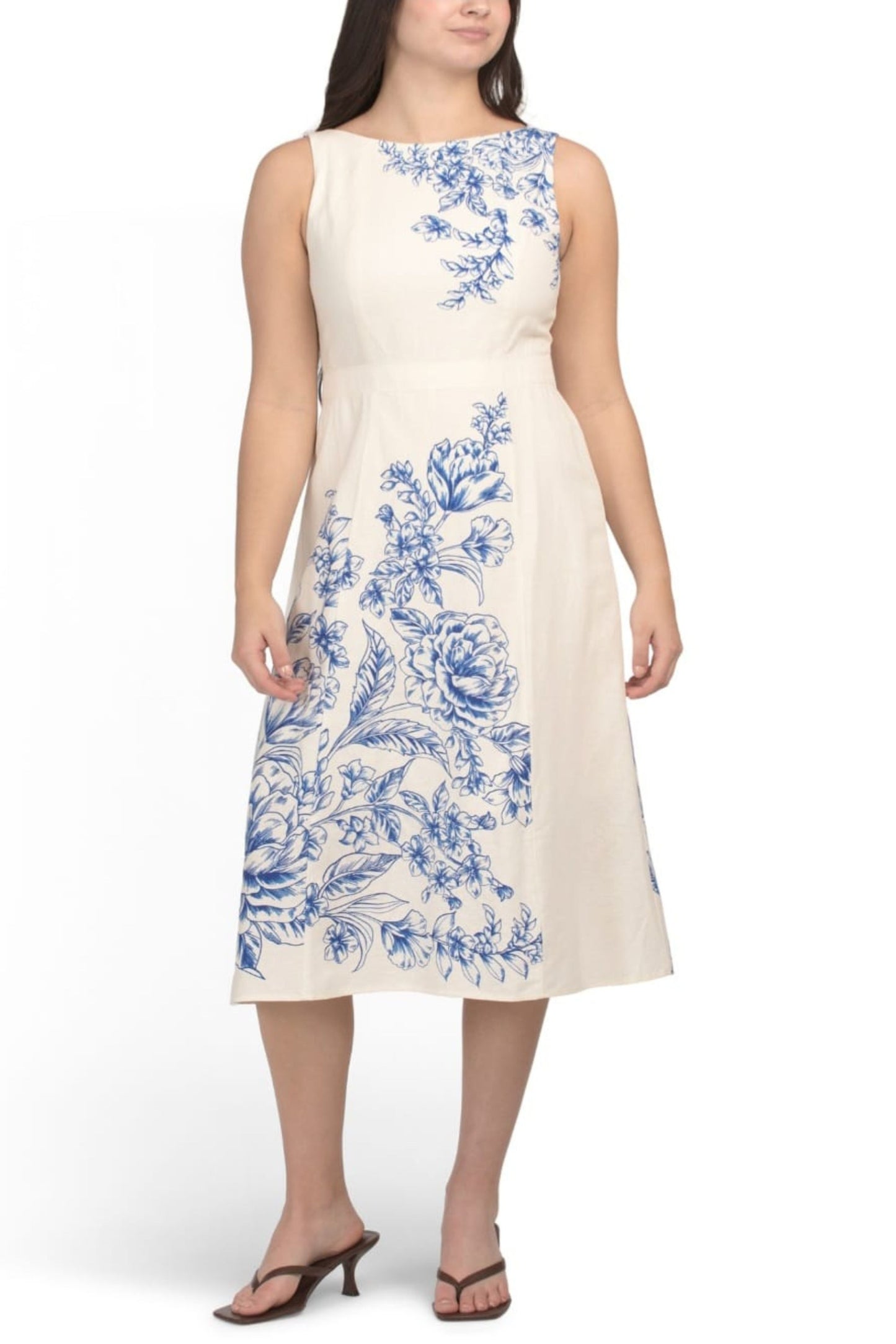 London Times Floral Placement Midi Dress