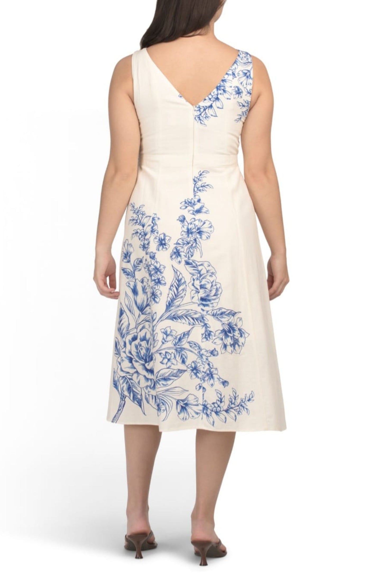 London Times Floral Placement Midi Dress