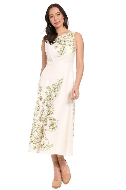 London Times Floral Placement Midi Dress
