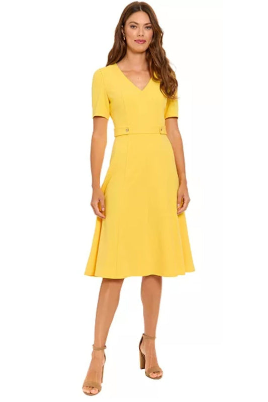 London Times Mock-Neck Midi Dress