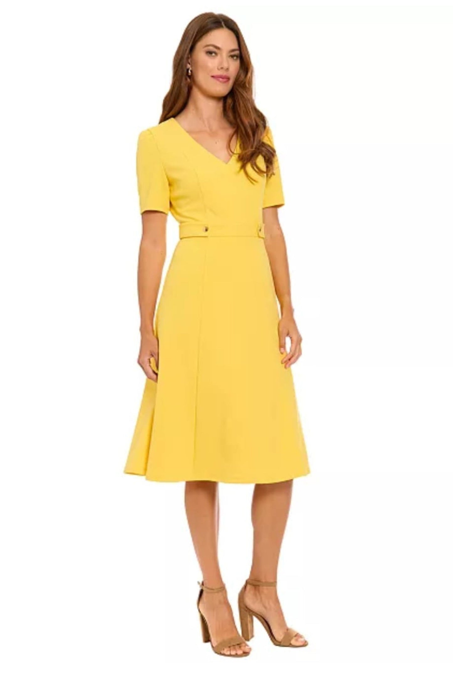 London Times Mock-Neck Midi Dress