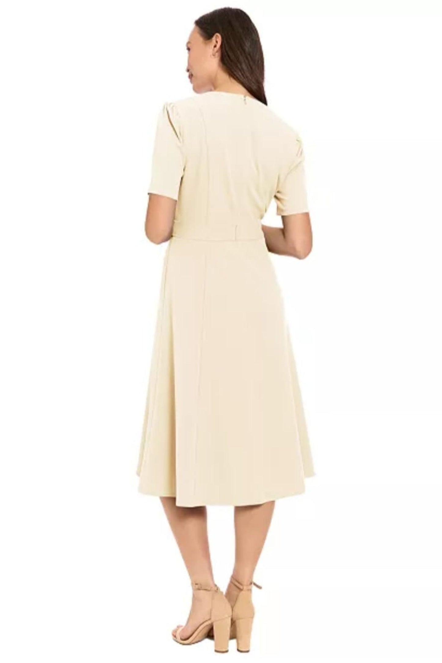 London Times Mock-Neck Midi Dress