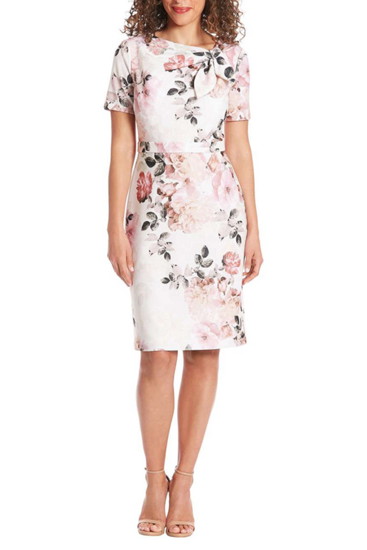 London Times Short Sleeve Floral Sheath Dress